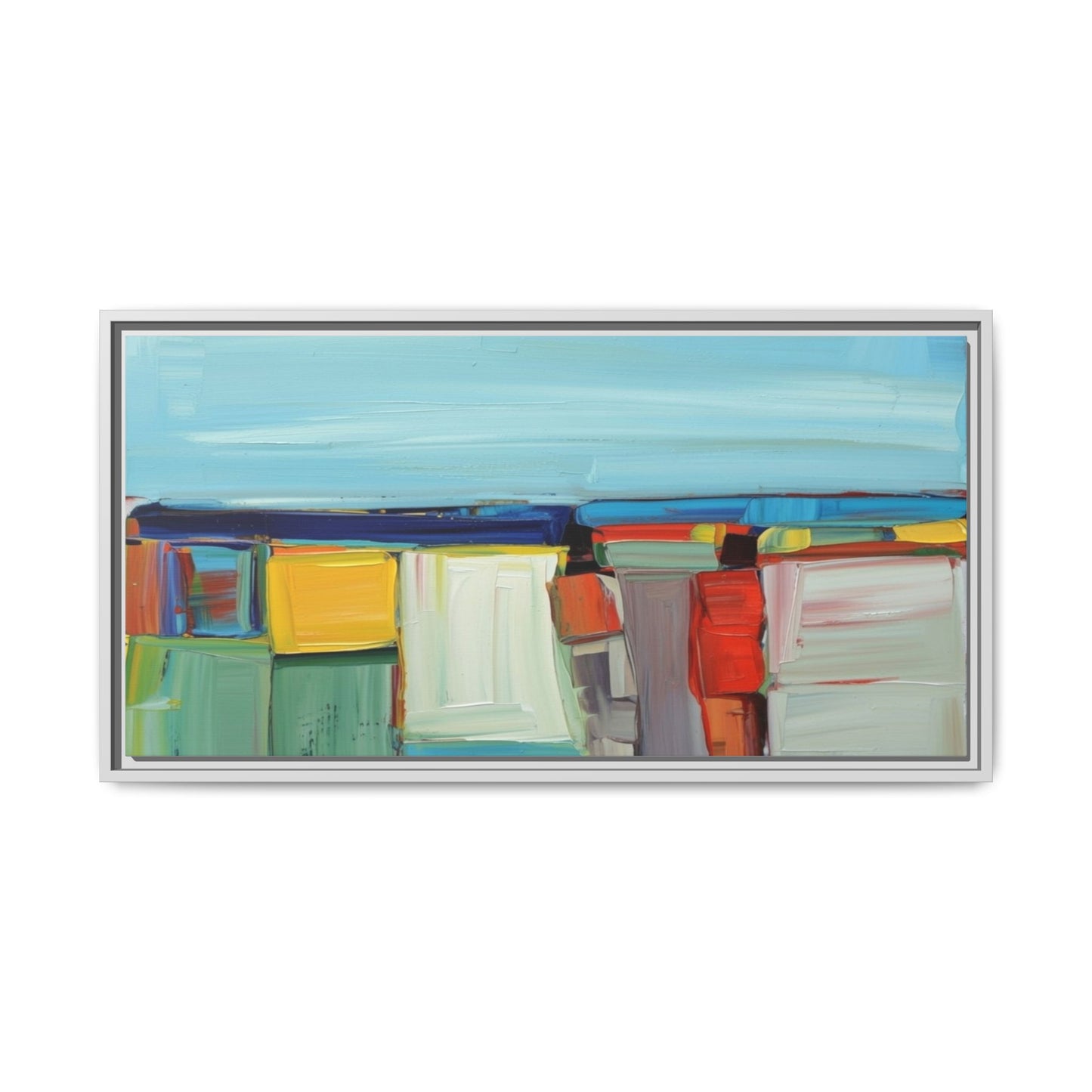 Abstract Coastal Blocks Matte Canvas Print (Framed)