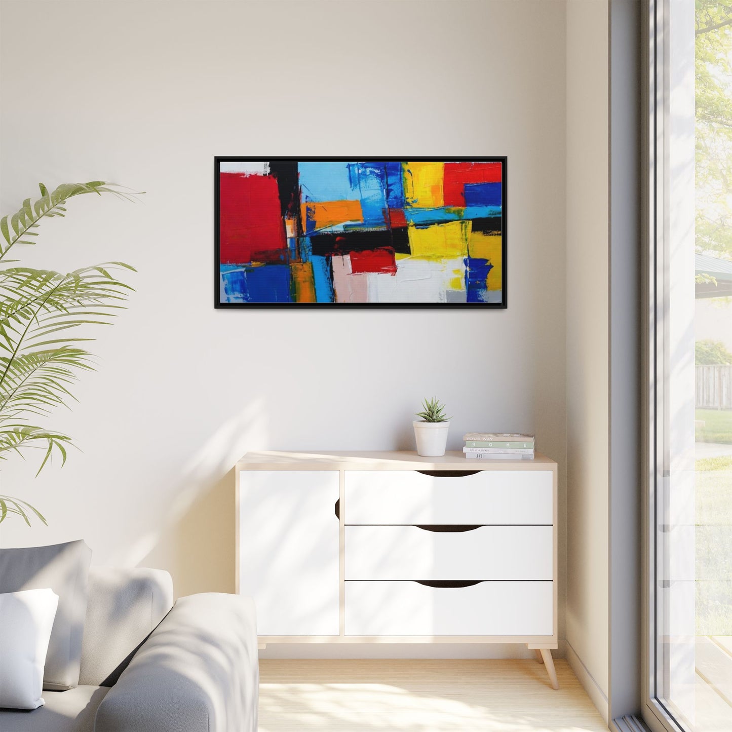 Abstract Color Block Matte Canvas Framed Wall Art