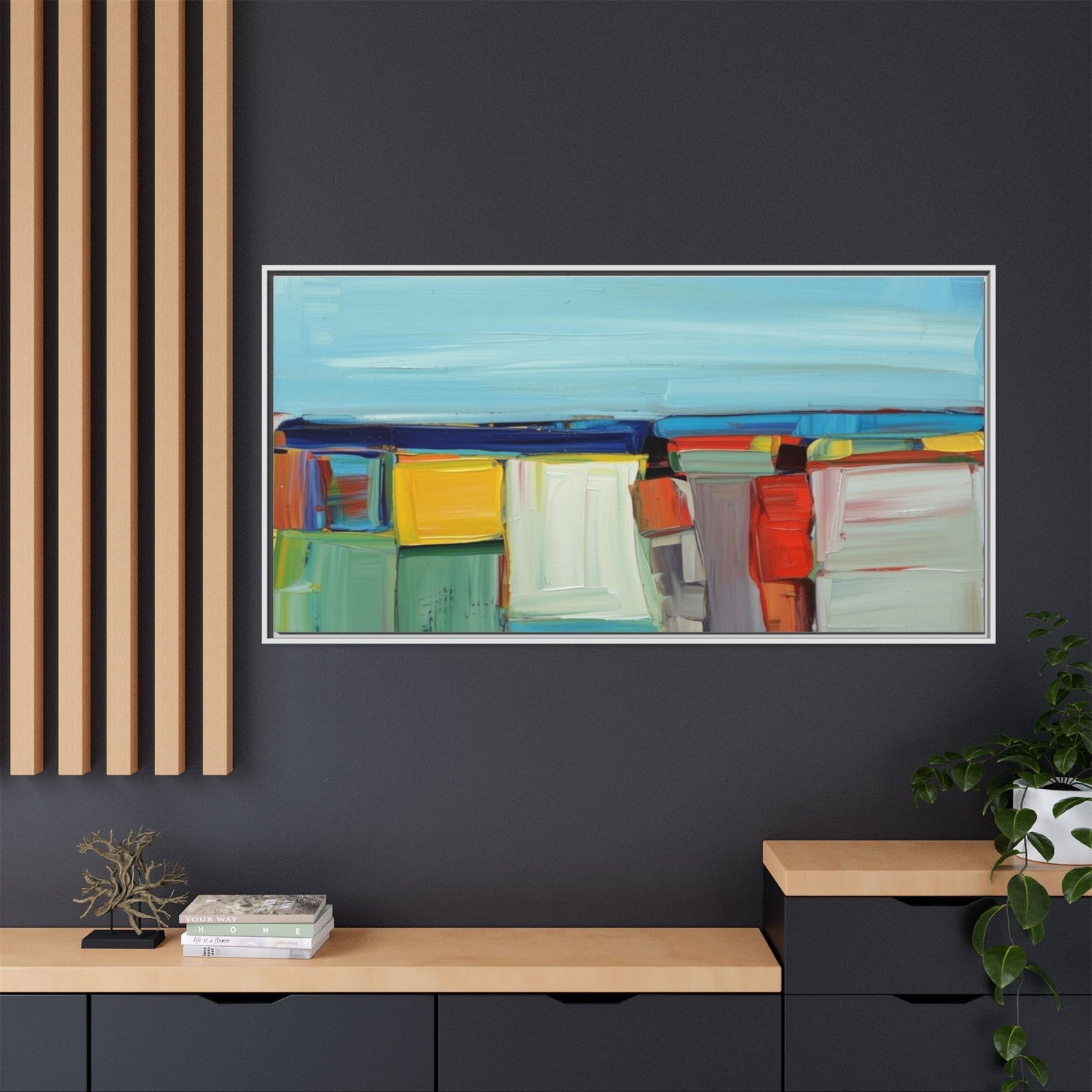 Abstract Coastal Blocks Matte Canvas Print (Framed)