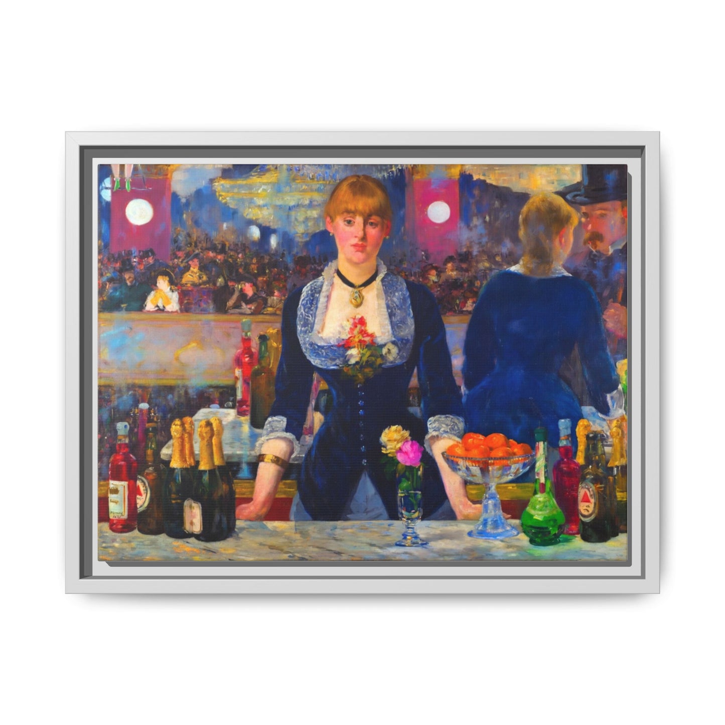 Framed Matte Canvas Print — Vintage Parisian Bar Scene
