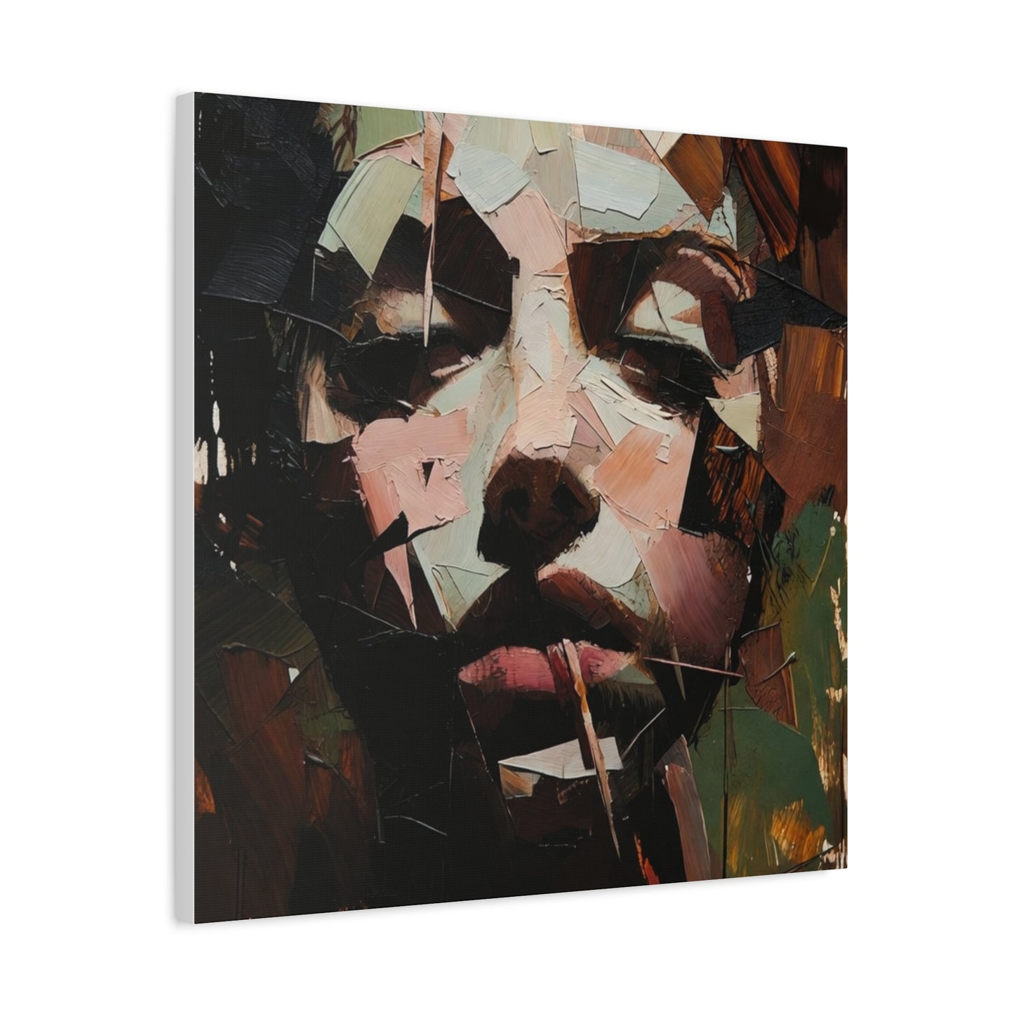 Abstract Portrait Matte Stretched Canvas (1.25") — Contemporary Textured Face Art