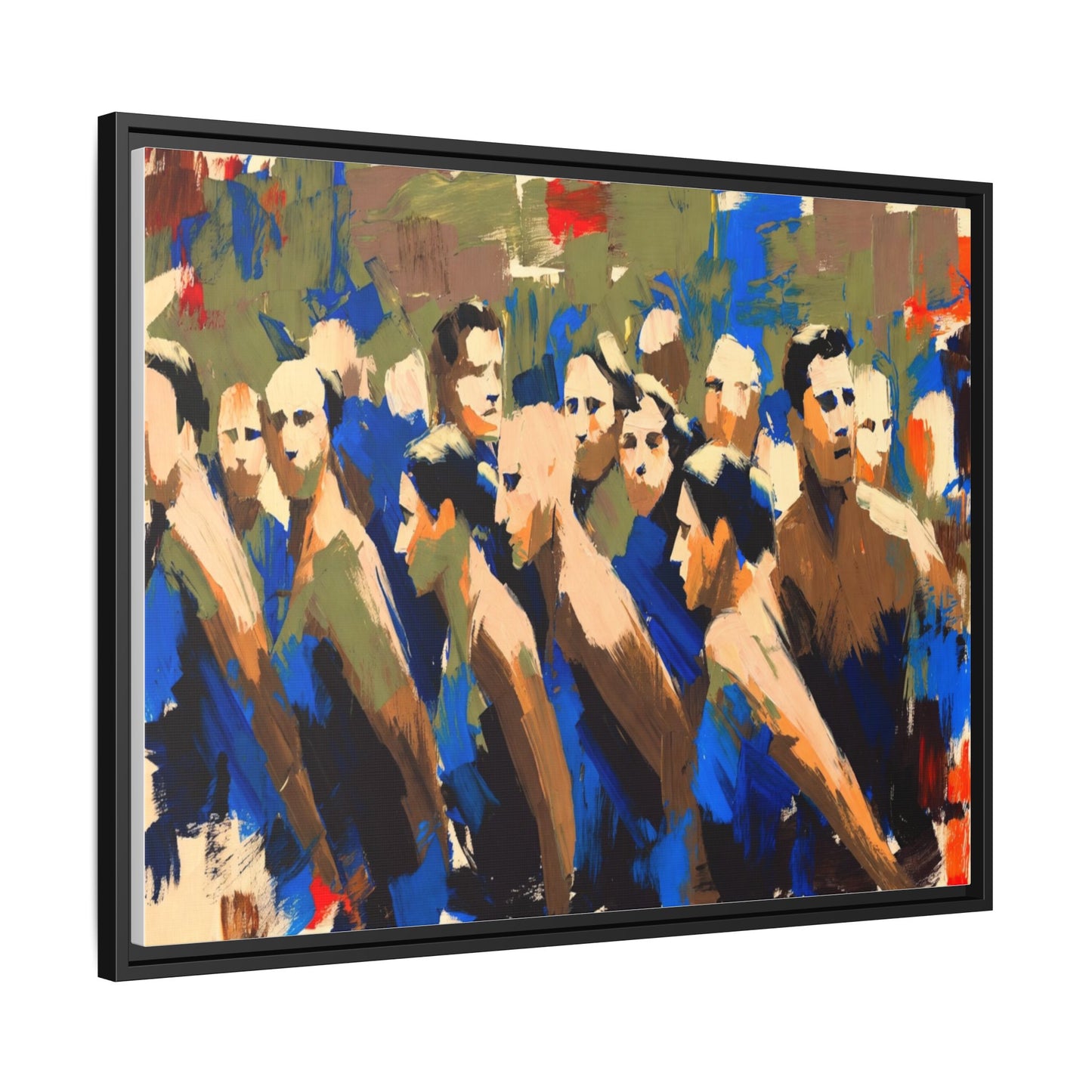 Abstract Crowd Matte Canvas Print — Framed Multi-Color Wall Art
