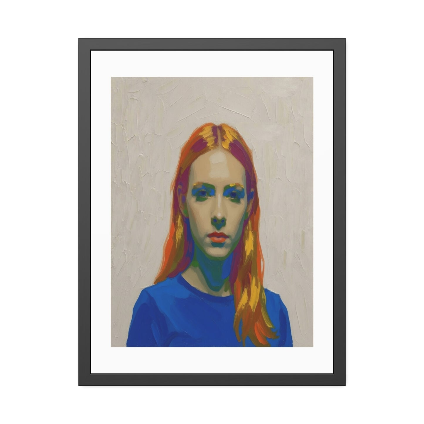Framed Art Print — Colorful Portrait of Red-Haired Woman, Modern Pop Portrait Wall Art