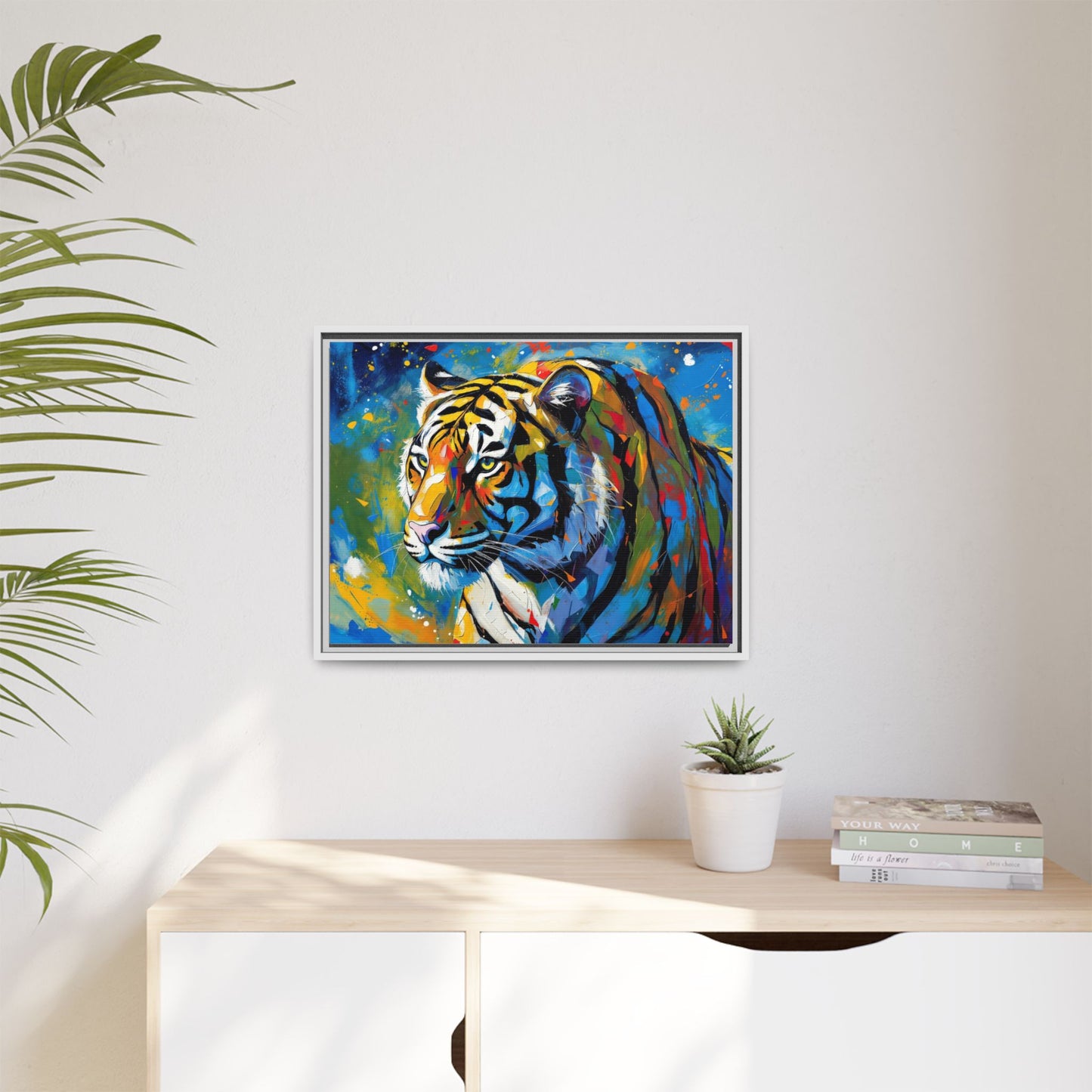 Colorful Tiger Matte Canvas Framed Art — Vibrant Wildlife Wall Decor