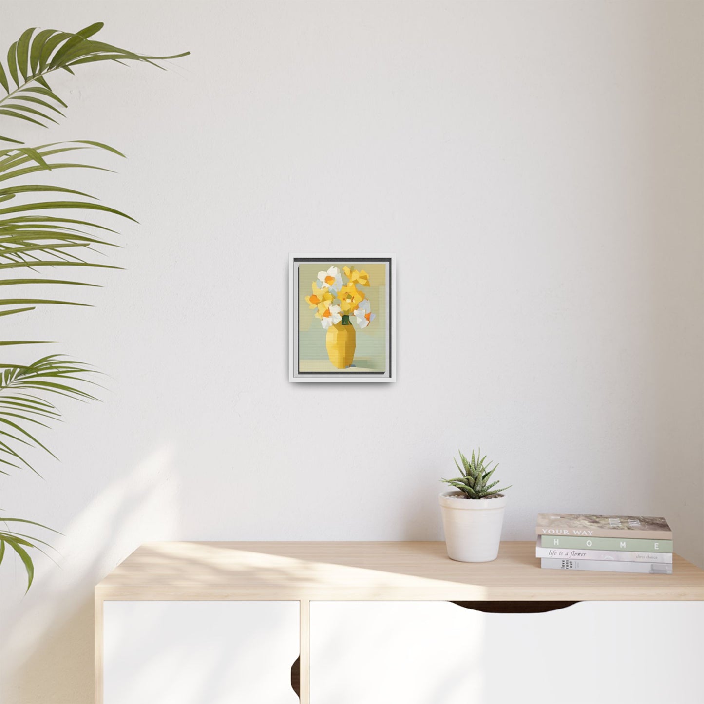 Framed Floral Canvas Print — Yellow Vase Bouquet Wall Art