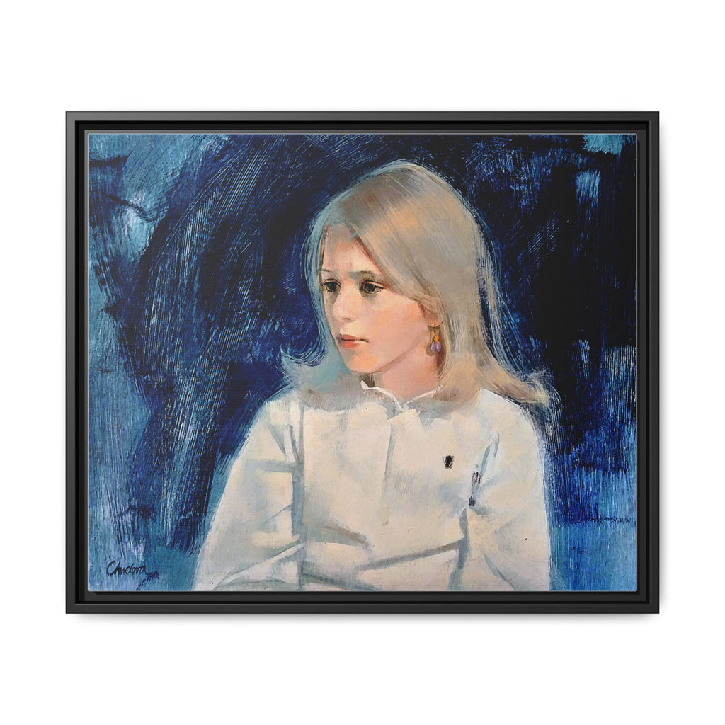 Painting of girl by Unknown Artist Framed Matte Canvas Classic Wall Art