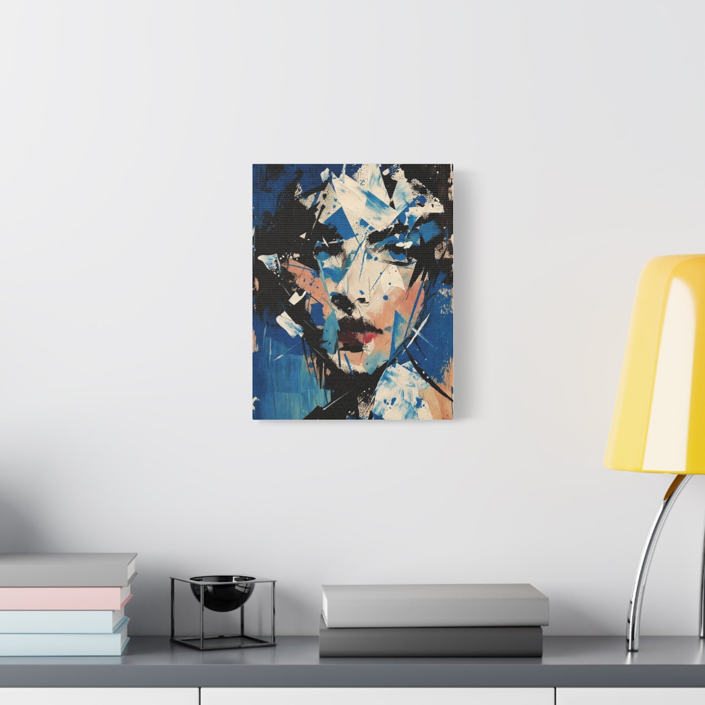 Abstract Blue Portrait Canvas Print — Modern Stretched Wall Art