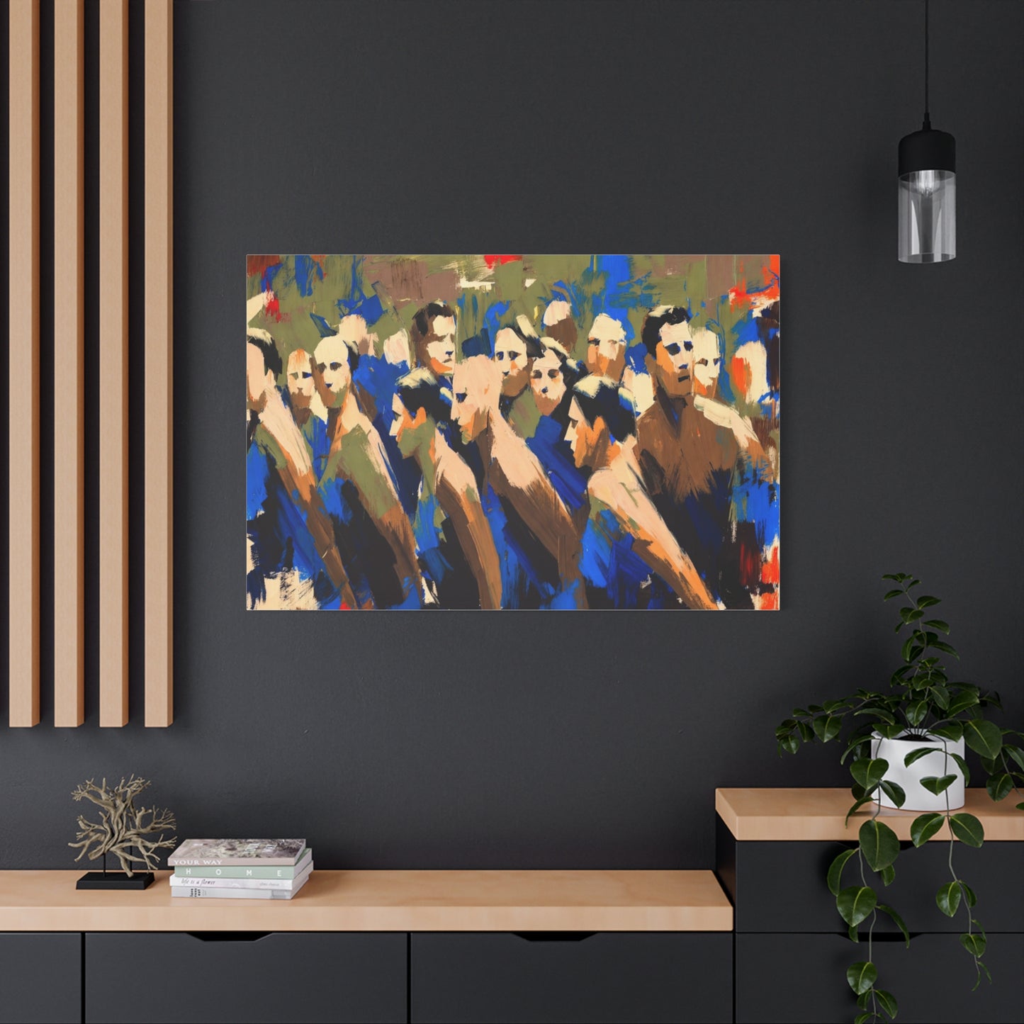 Abstract Crowd Painting Canvas Print — Stretched Matte Wall Art