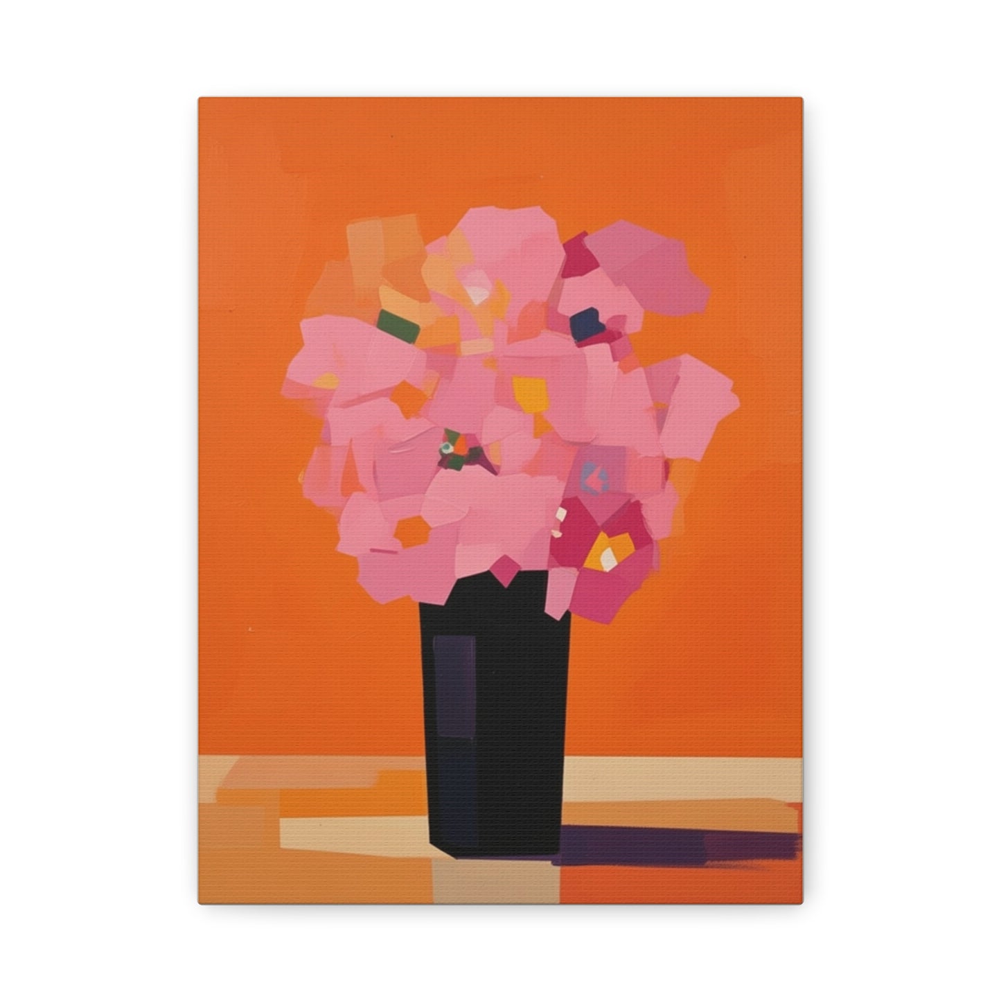 Modern Pink Flowers Canvas Print — Abstract Floral Wall Art