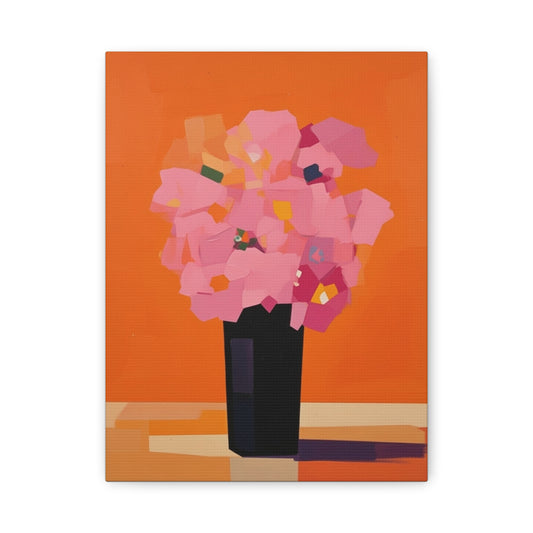 Modern Pink Flowers Canvas Print — Abstract Floral Wall Art