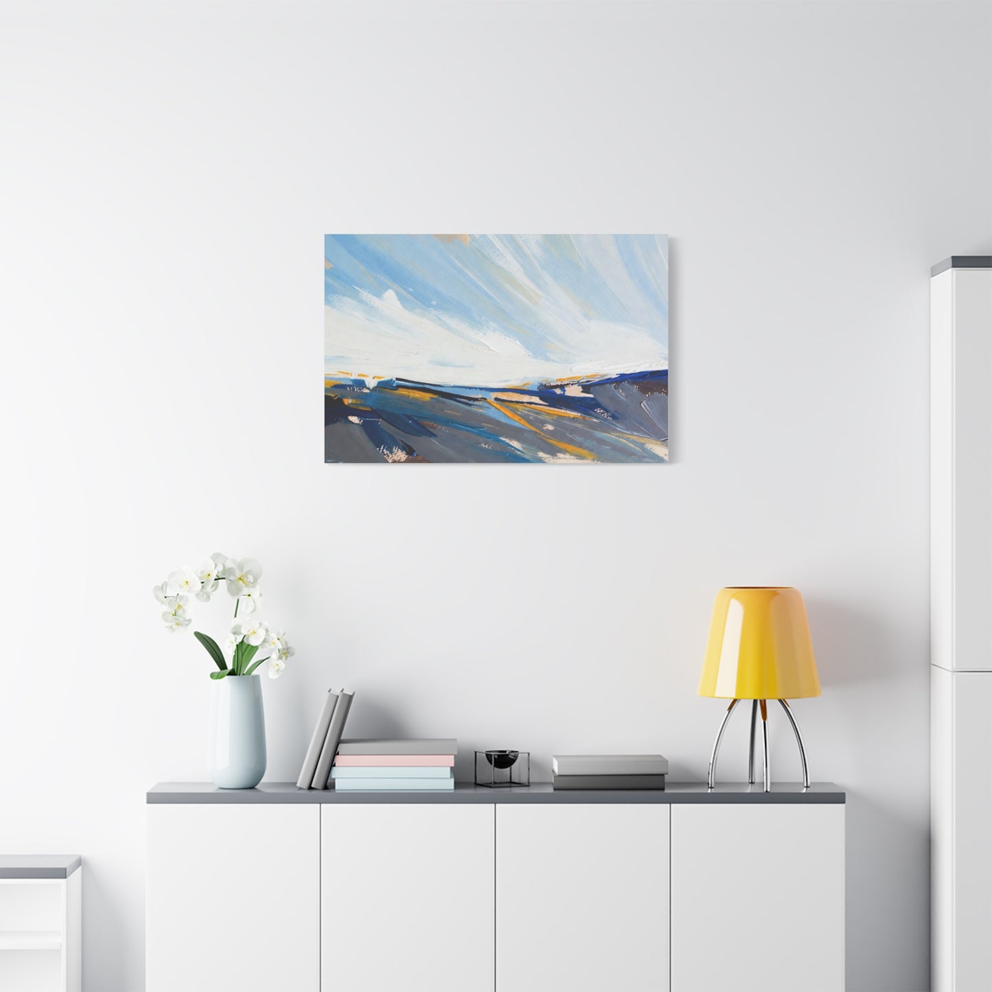 Abstract Coastal Landscape Canvas Print — Blue Sky Seascape Wall Art