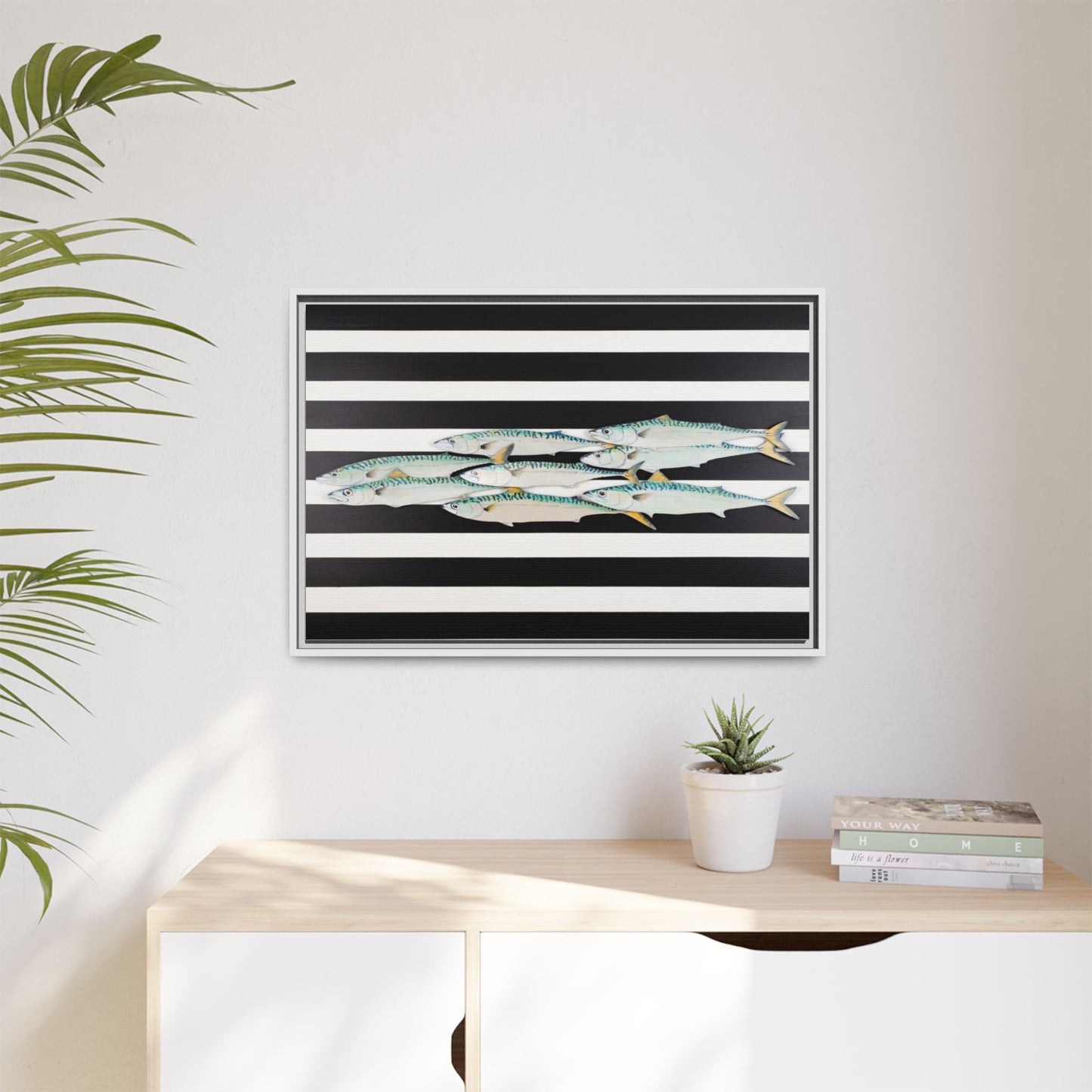 Striped Mackerel Canvas Print — Framed Matte Fish Wall Art