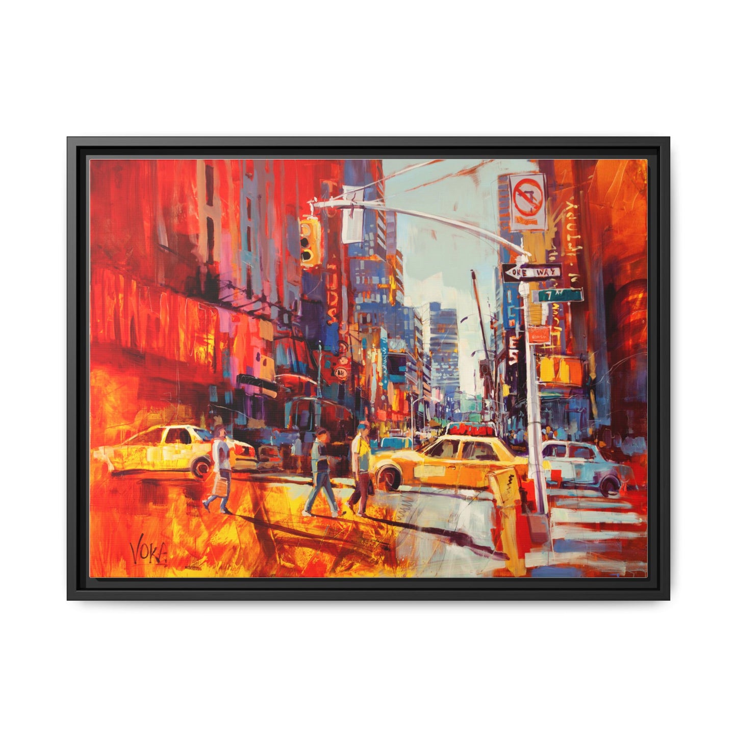 New York 7th AV attributed to Voke Framed Matte Canvas – Art Print