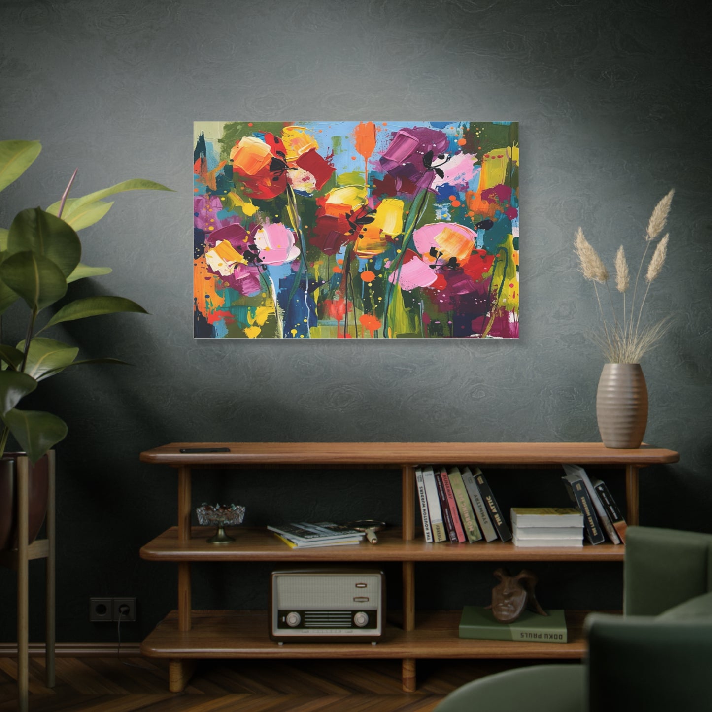 Vibrant Abstract Floral Canvas — Colorful Poppy Wall Art, Matte Stretched 1.25"
