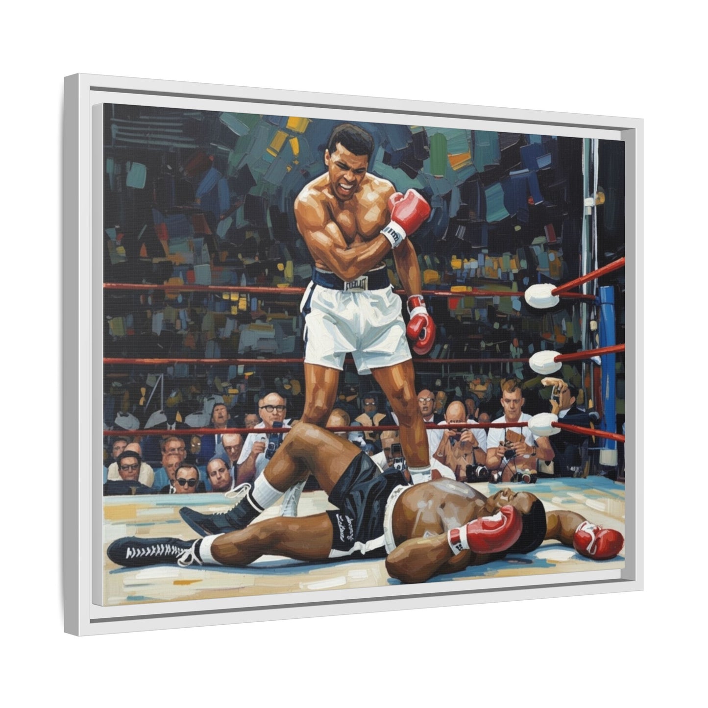 Framed Boxing Ring Canvas Print — Muhammad Ali Iconic Knockout Sport Art