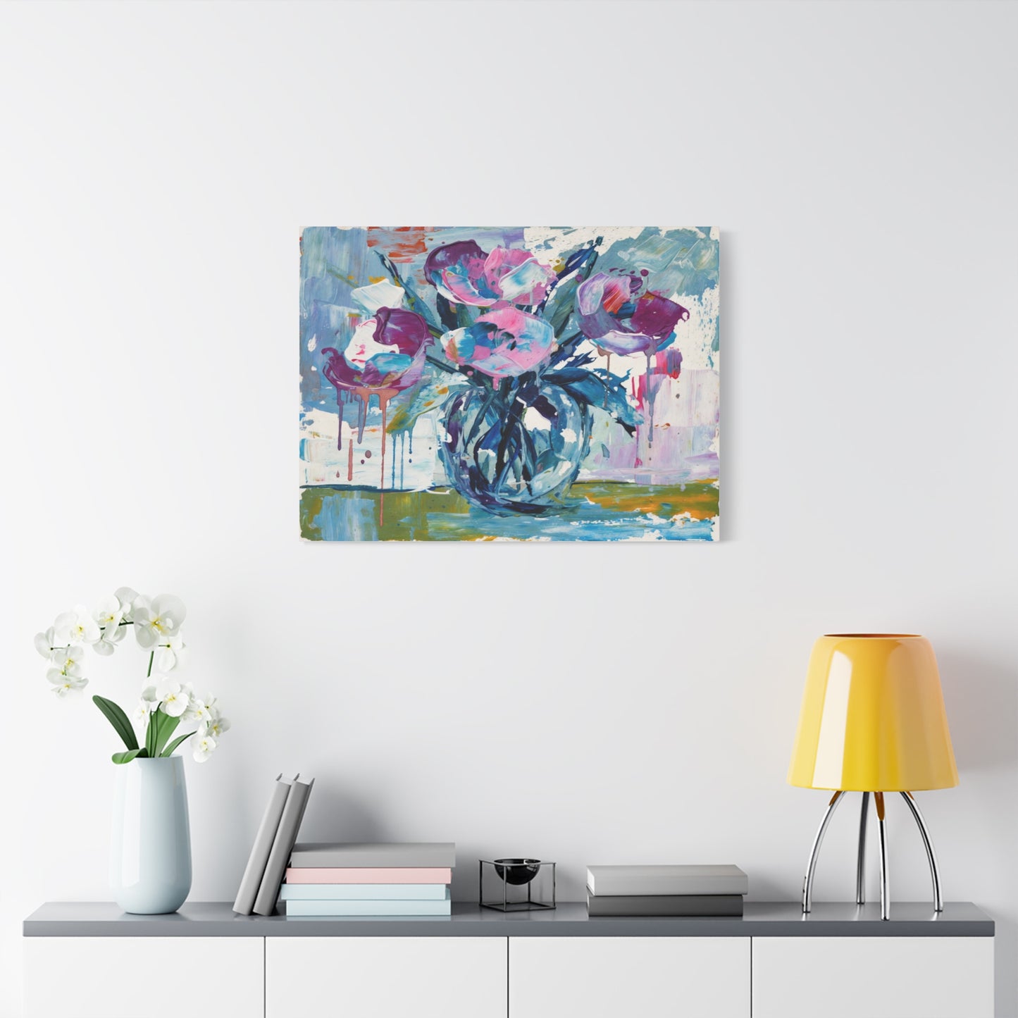 Abstract Floral Canvas Wall Art — Colorful Bouquet Matte Stretched Canvas