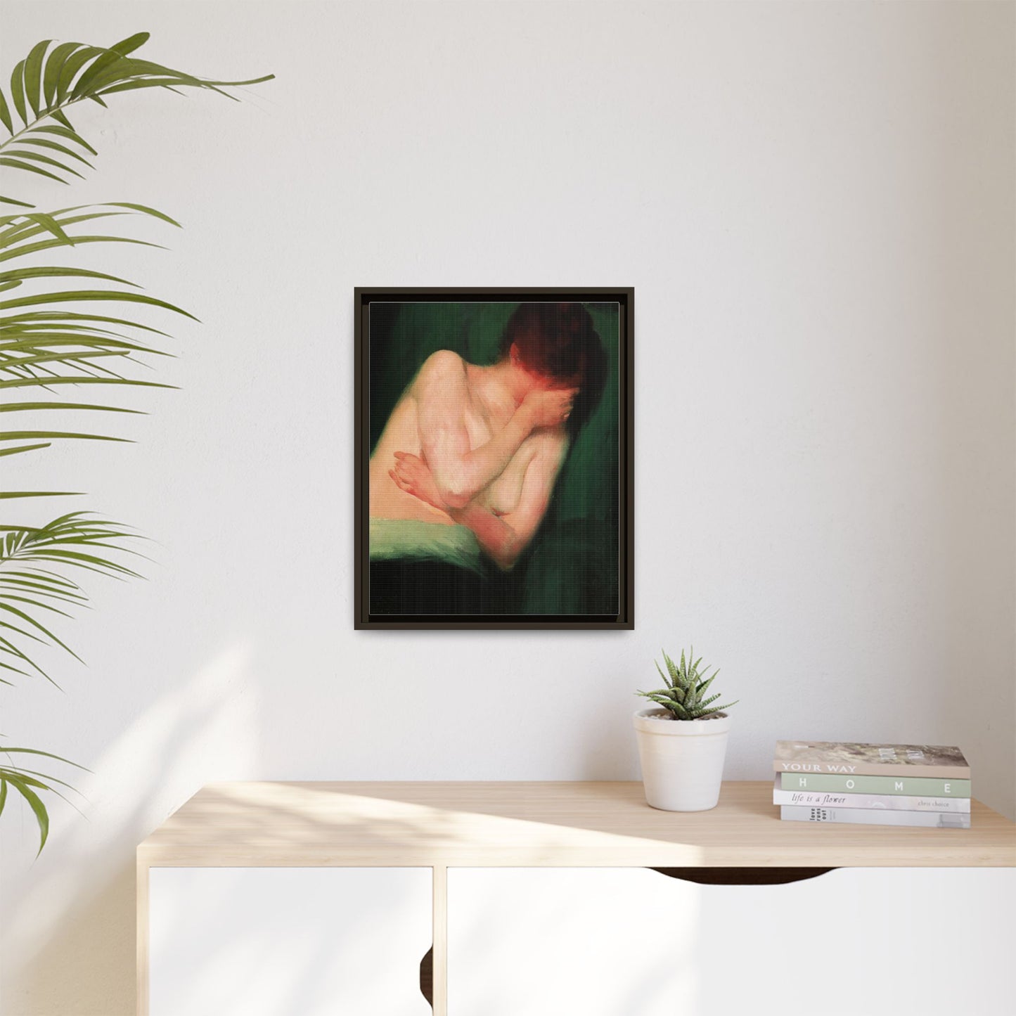 Female Nude by János Vaszary Framed Matte Canvas Wall Art Print