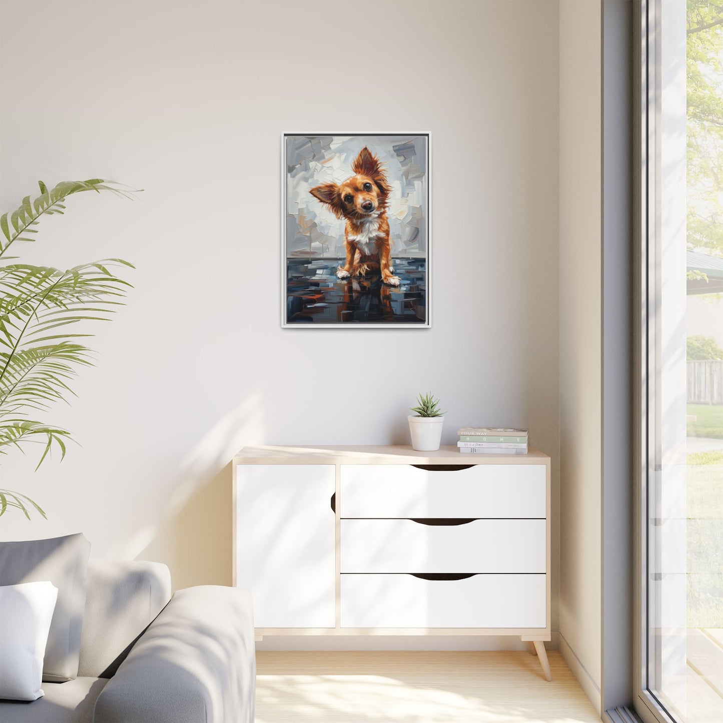 Framed Matte Canvas Print — Playful Brown Dog Portrait