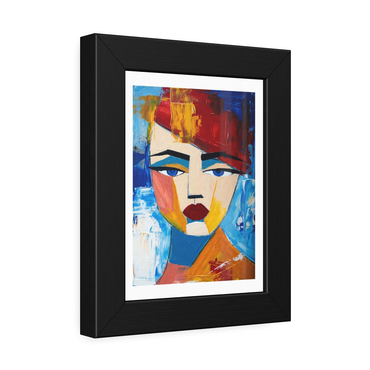 Abstract Colorful Face Framed Poster — Modern Pop Art Wall Print