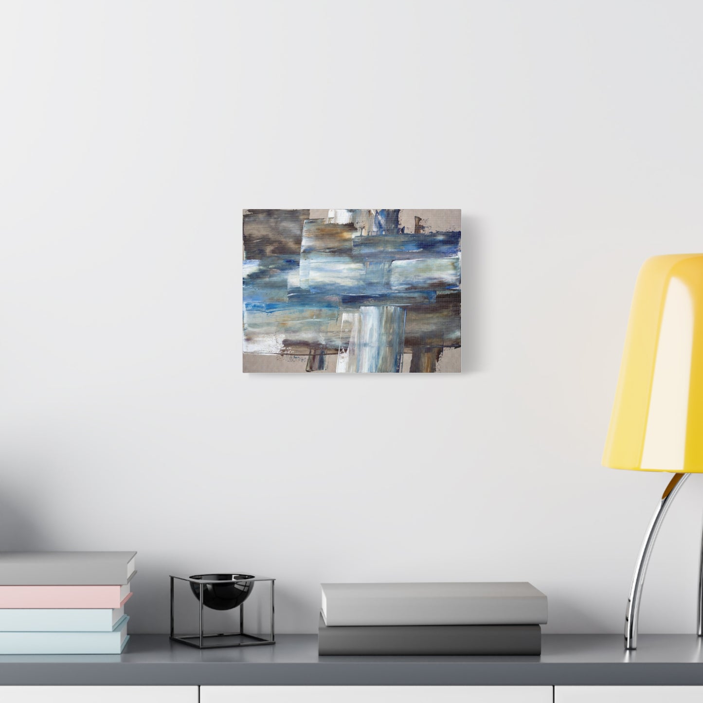Abstract Blue Waterfall Matte Canvas Wall Art, Stretched 1.25"