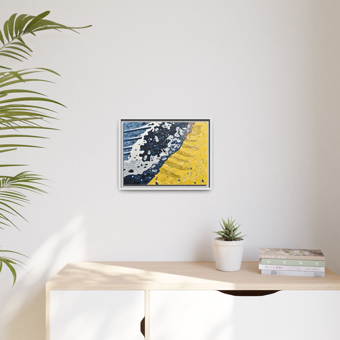 Framed Abstract Ocean & Sand Matte Canvas Print