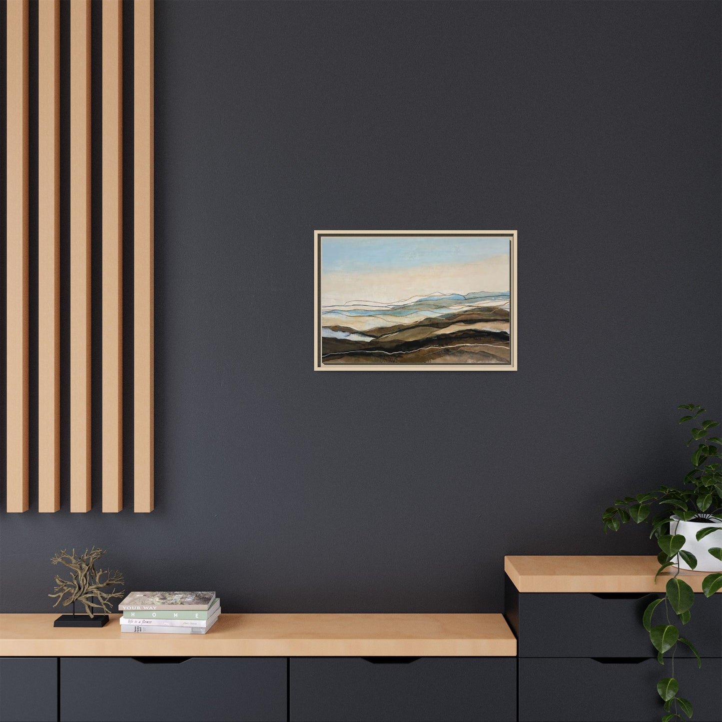 Framed Matte Canvas Print — Abstract Coastal Landscape Wall Art