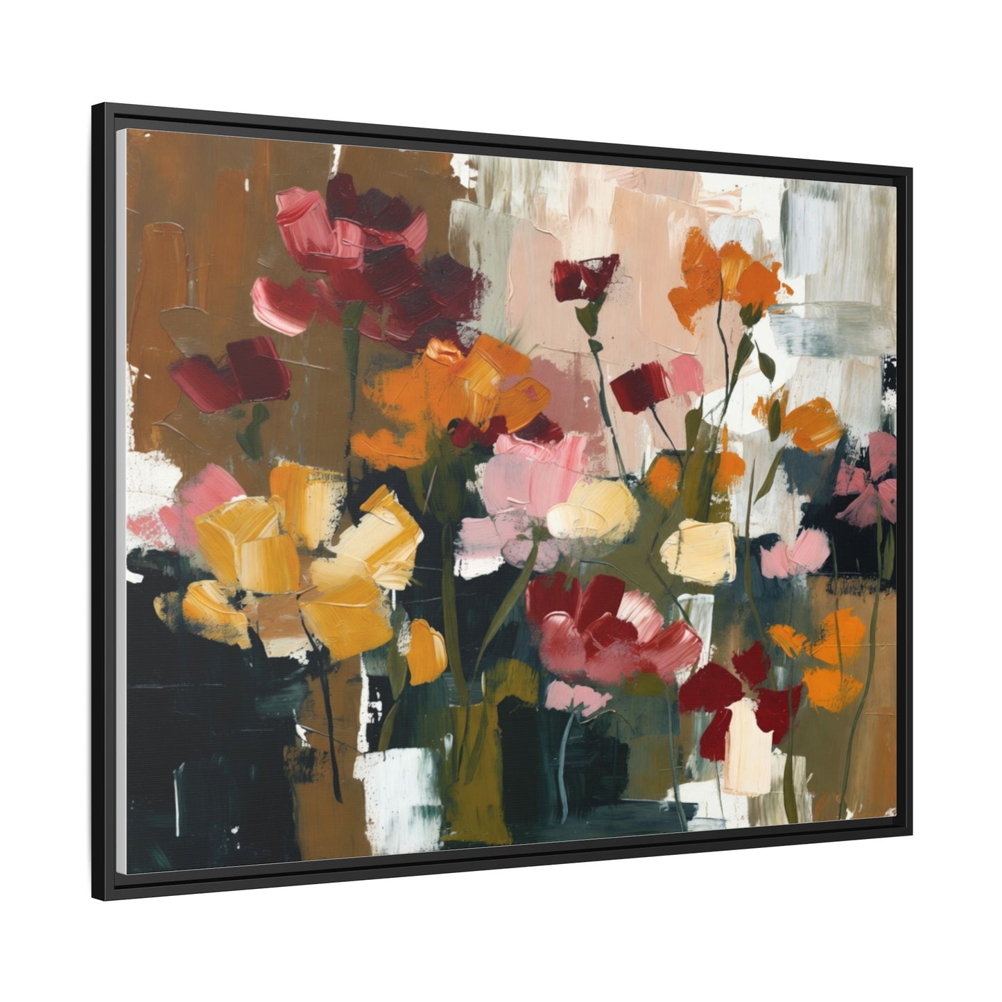 Framed Matte Canvas Floral Abstract Wall Art