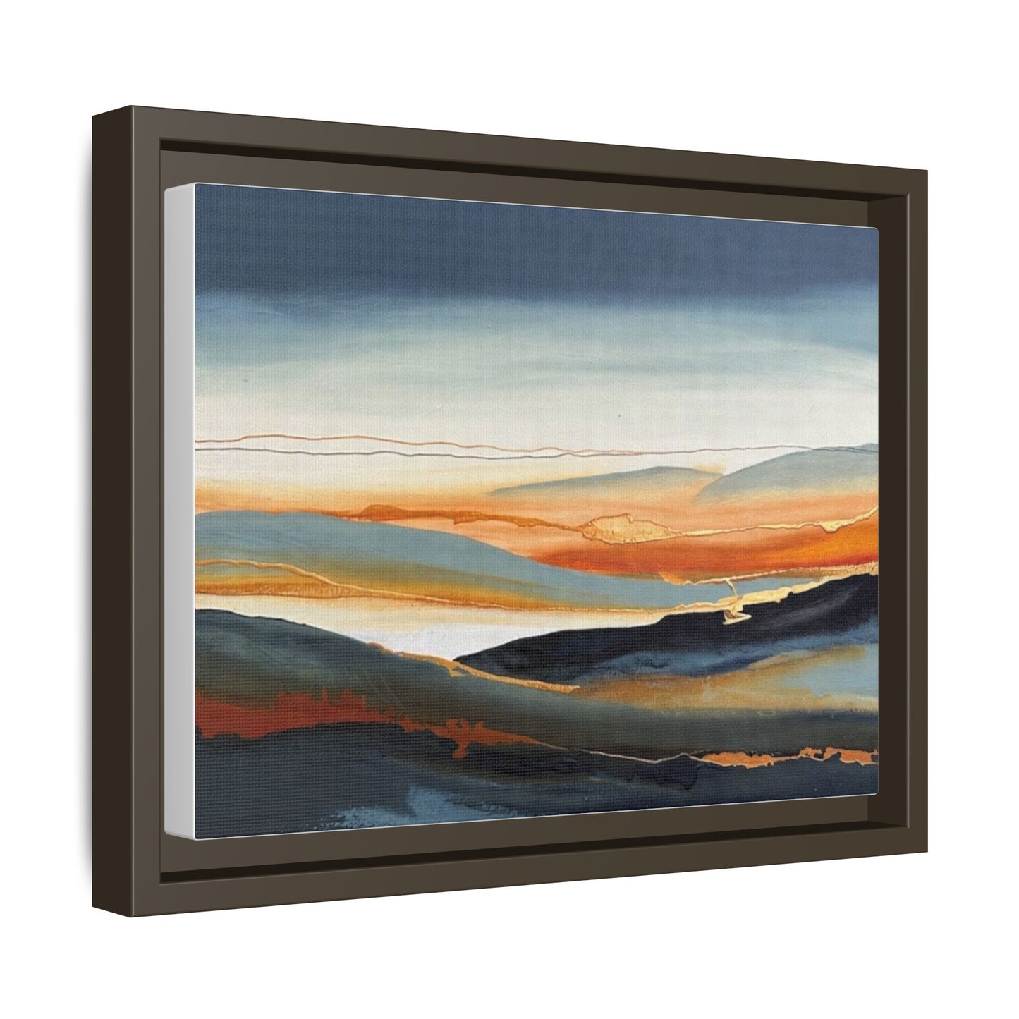 Framed Matte Canvas: Abstract Coastal Sunset Landscape Wall Art