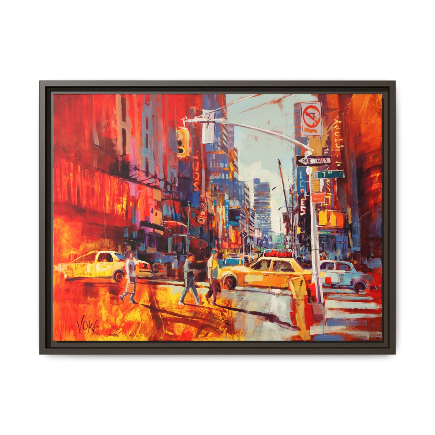 New York 7th AV attributed to Voke Framed Matte Canvas – Art Print