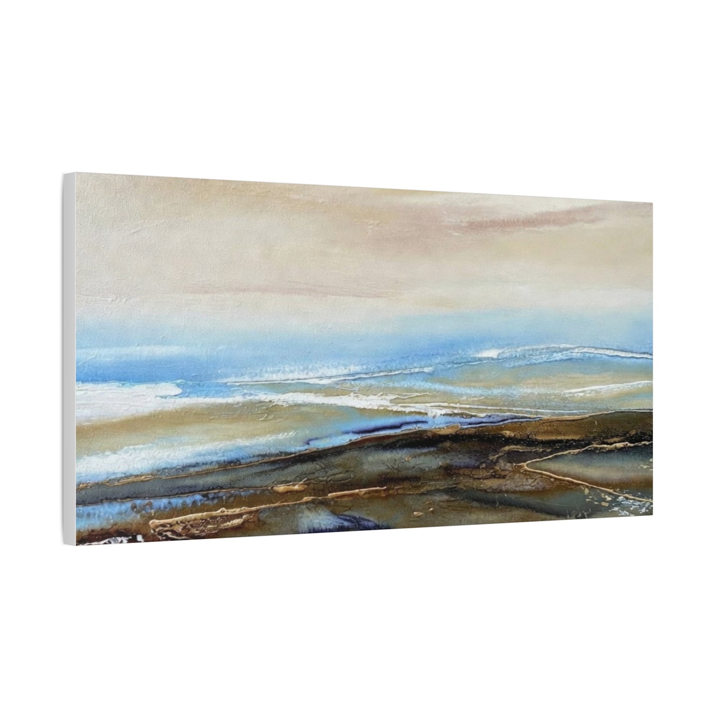 Coastal Abstract Matte Canvas Wall Art — Serene Ocean Horizon Stretch