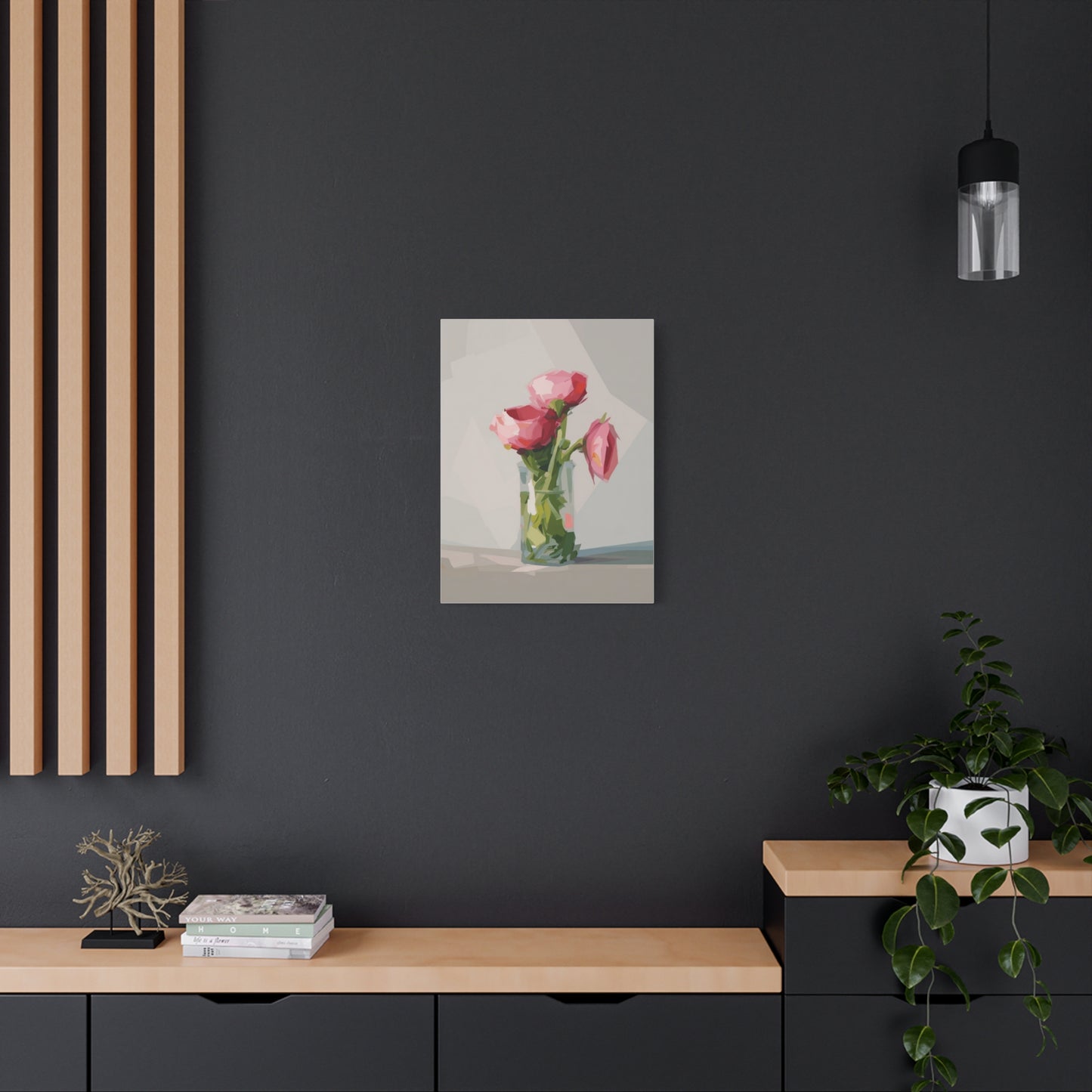 Pink Floral Vase Canvas Print — Stretched Matte Wall Art