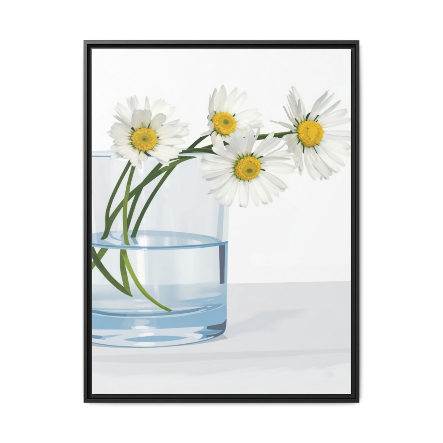 Framed Daisy Canvas Print — Minimal Botanical Wall Art