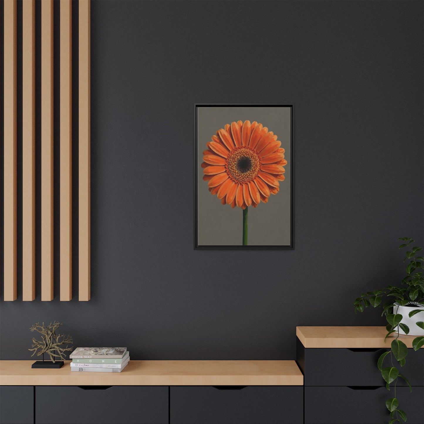 Orange Gerbera Daisy Matte Canvas Print (Framed)