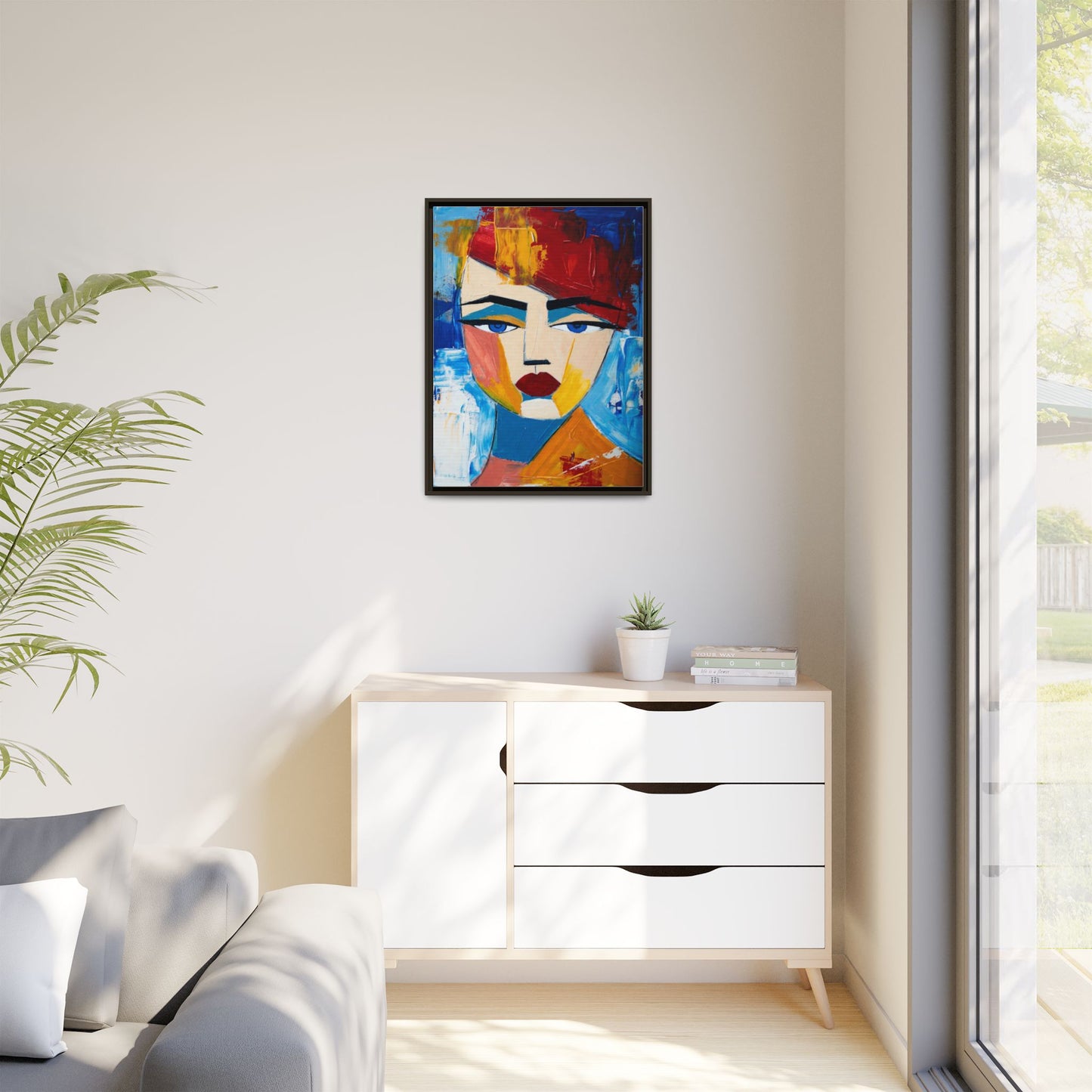 Abstract Colorful Portrait Framed Canvas Art
