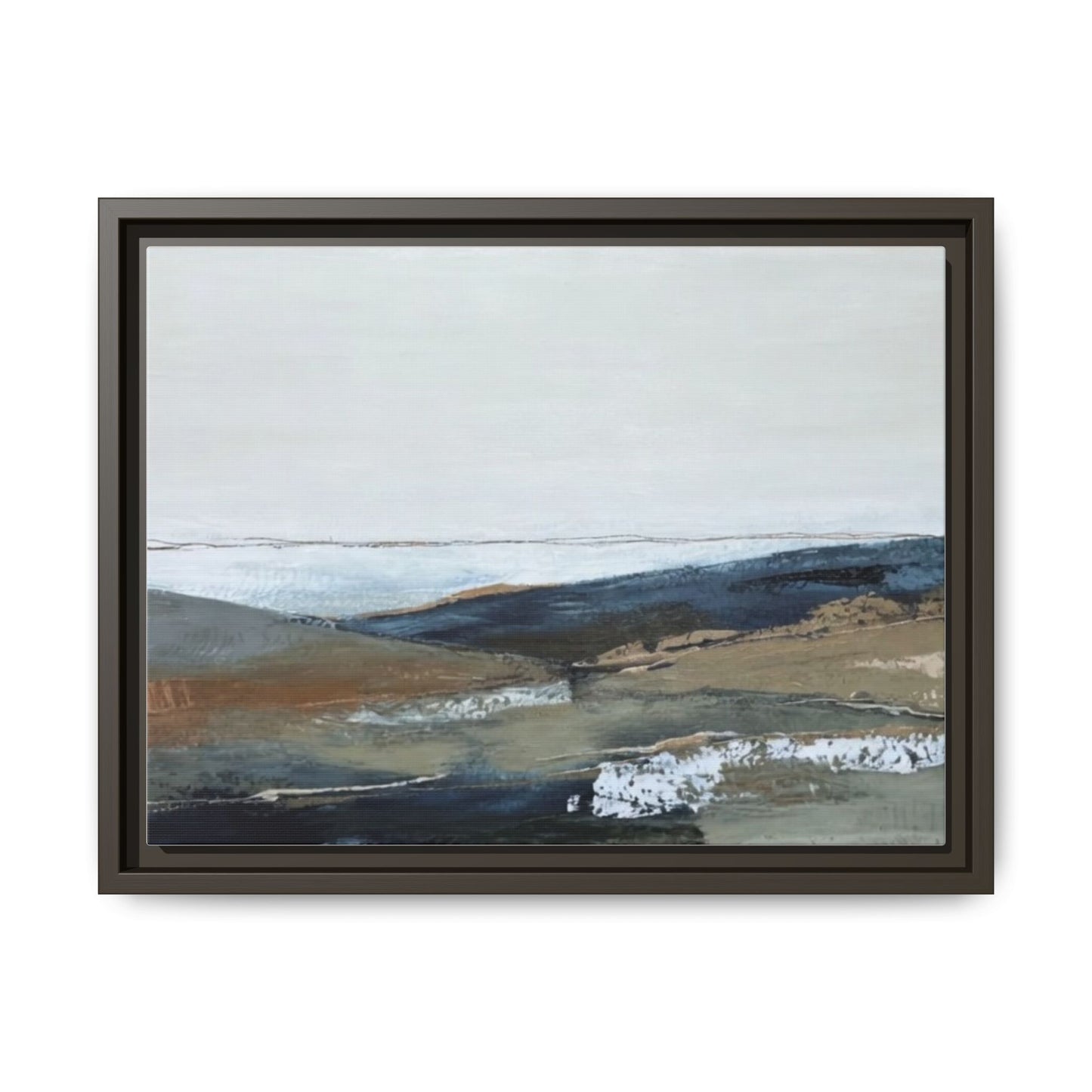 Framed Matte Canvas Wall Art — Serene Coastal Abstract Landscape