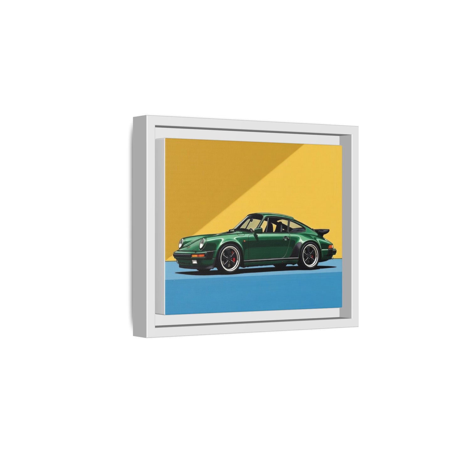 Framed Matte Canvas — Green Sports Car Wall Art
