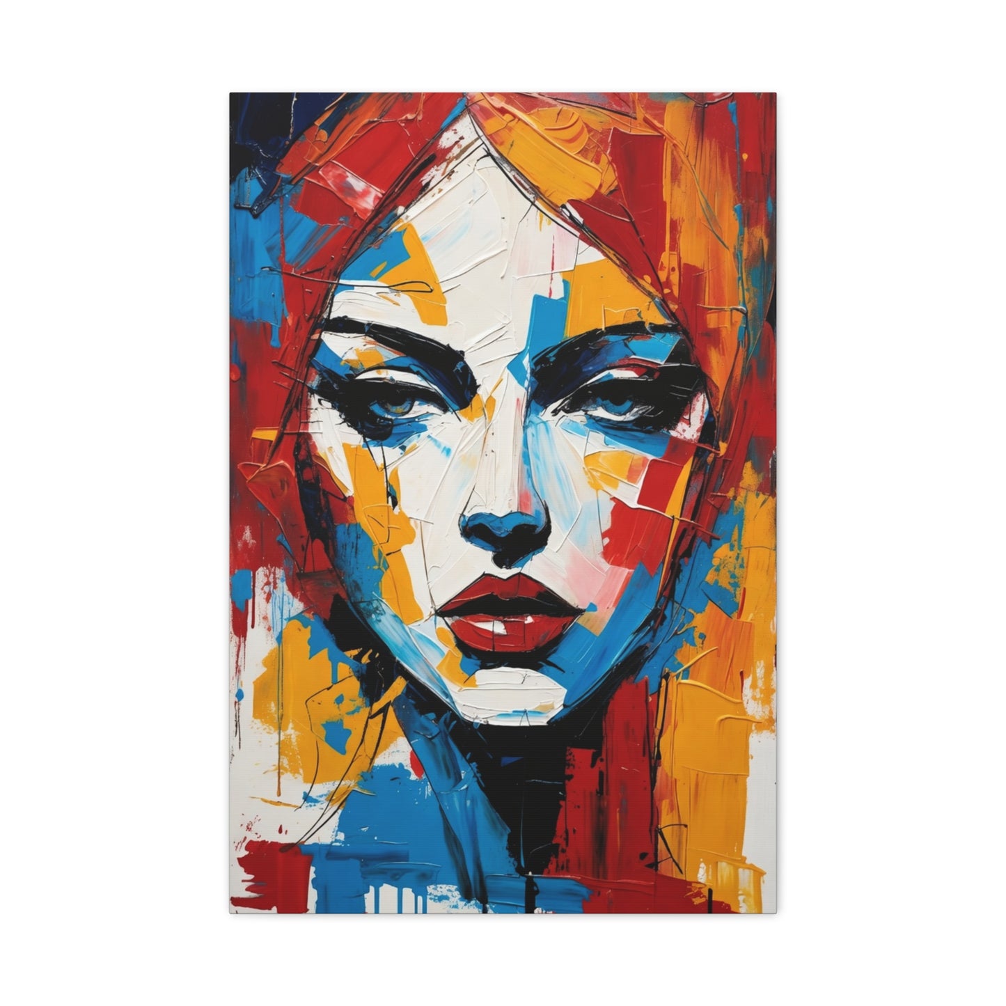 Abstract Portrait Canvas Print — Colorful Modern Woman Wall Art