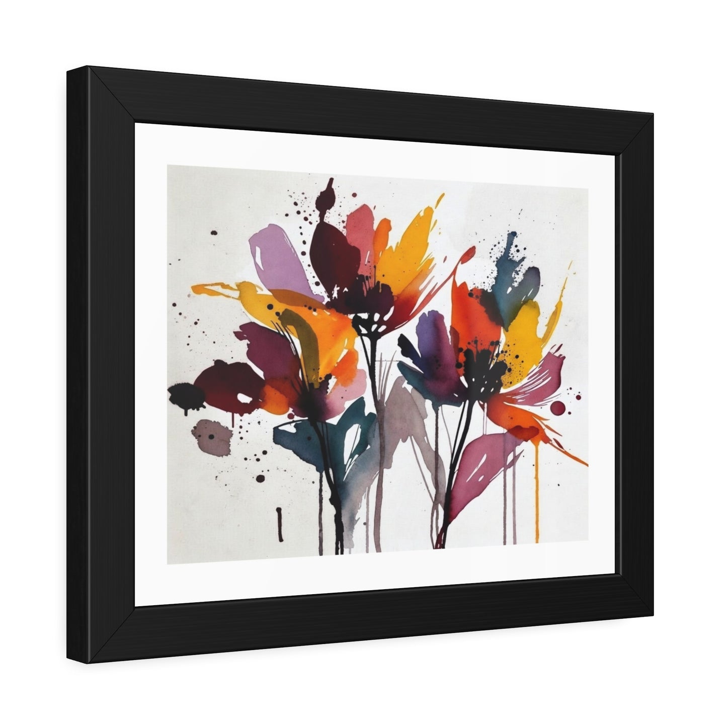Abstract Watercolor Floral Framed Poster — Colorful Bloom Wall Art