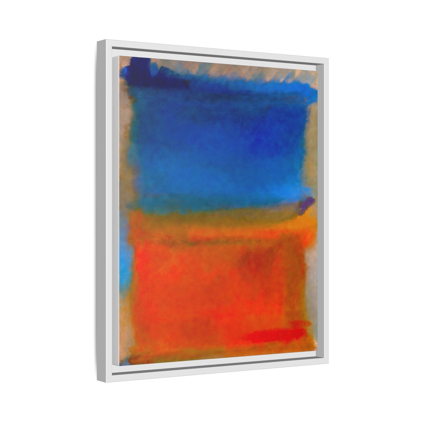Abstract Color Block Matte Canvas Framed Wall Art — Blue & Orange Modern Painting