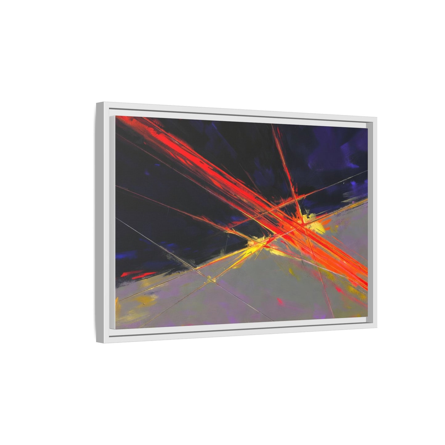 Abstract Red Streaks Framed Matte Canvas Art — Modern Multi‑Color Wall Decor