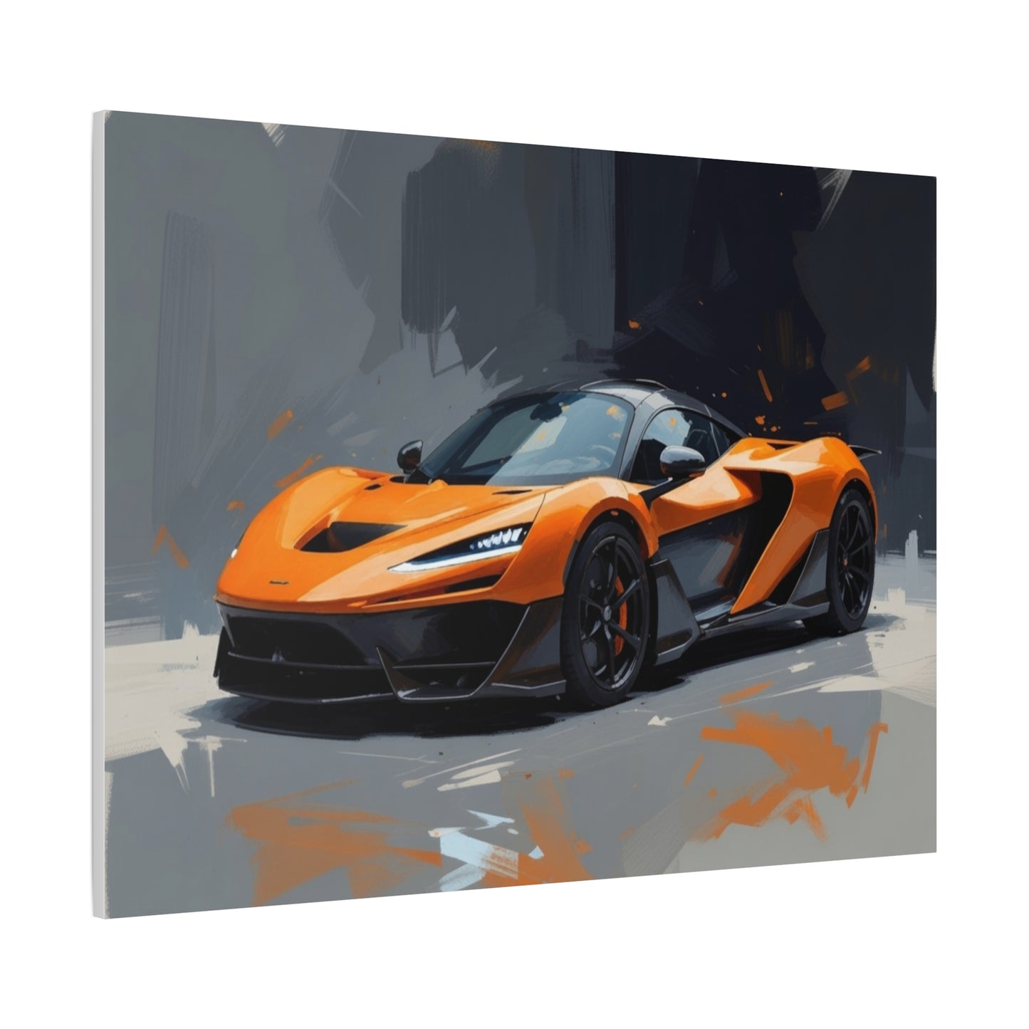 Orange Supercar Matte Canvas Wall Art – Stretched 1.25" Sports Car Print