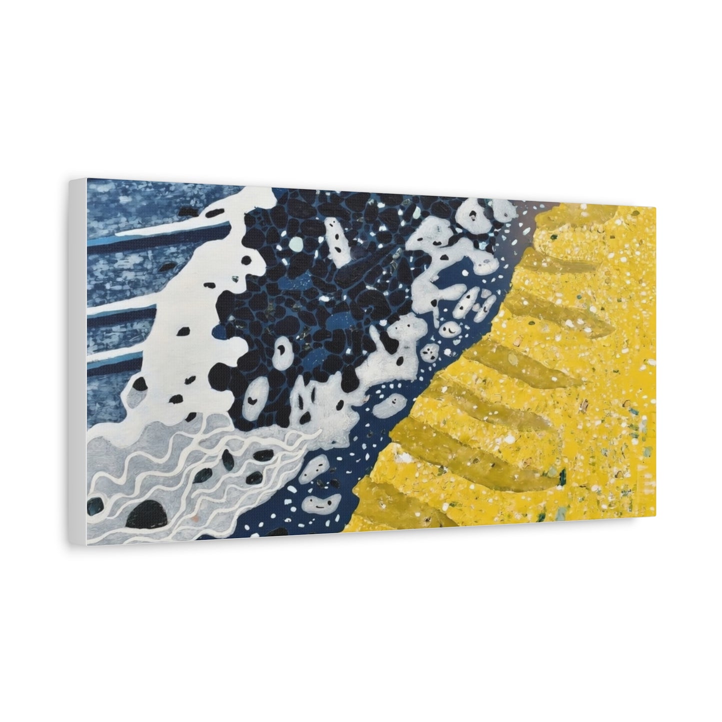 Abstract Blue & Yellow Fluid Art Canvas Print — Matte Stretched Wall Art