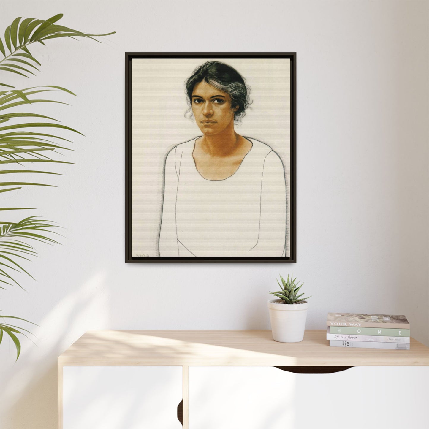 Portrait of a Woman by Winold Reiss Framed Matte Canvas Portrait Print