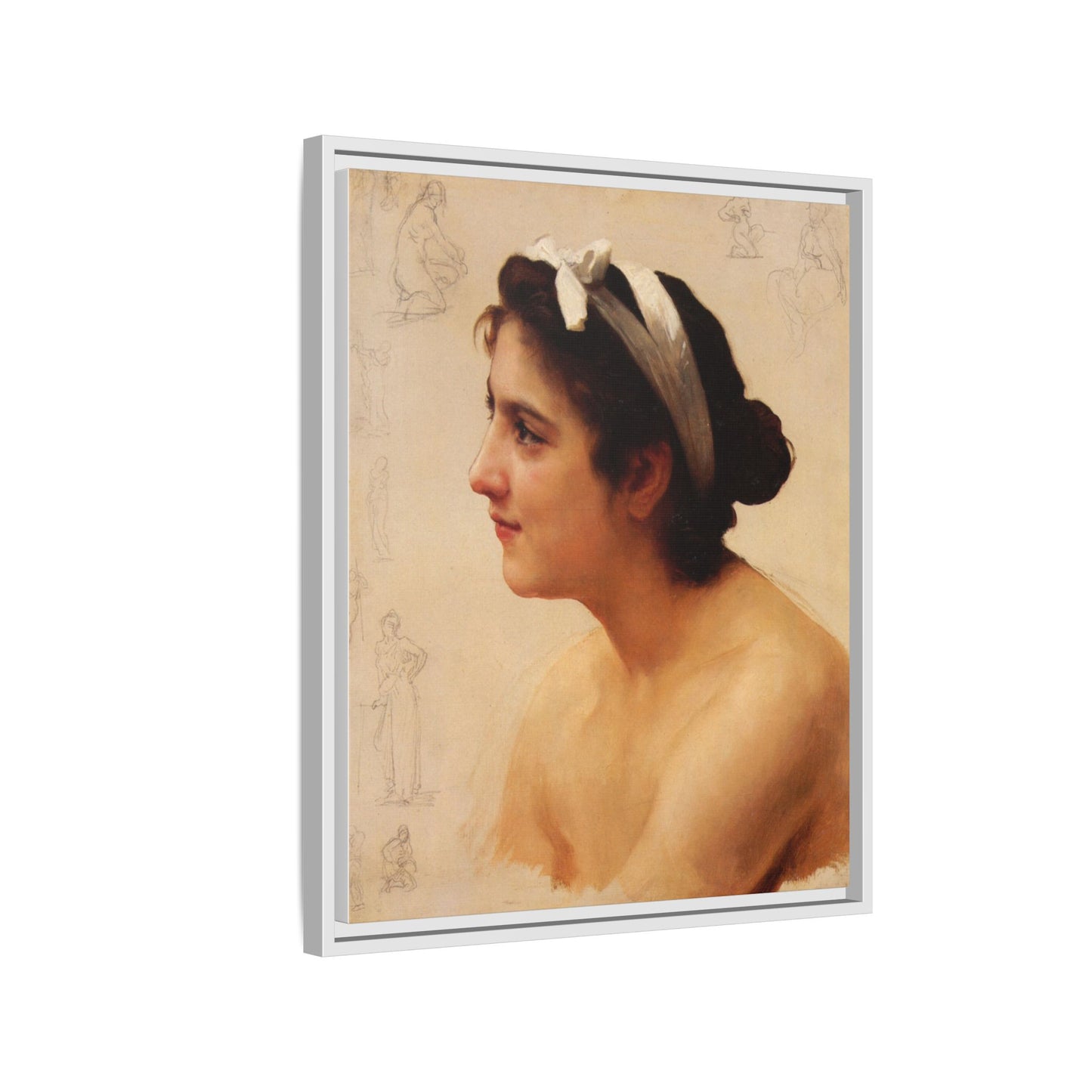 Study Of A Woman For Offering To Love by William Adolphe Bouguereau Framed Matte Canvas Print