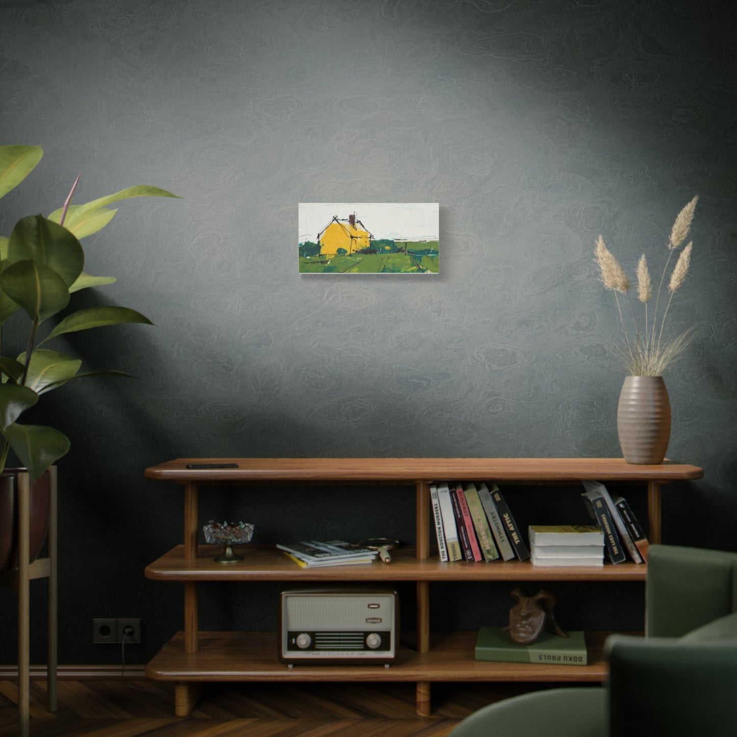 Yellow Cottage Landscape Canvas - Matte Stretched Wall Art