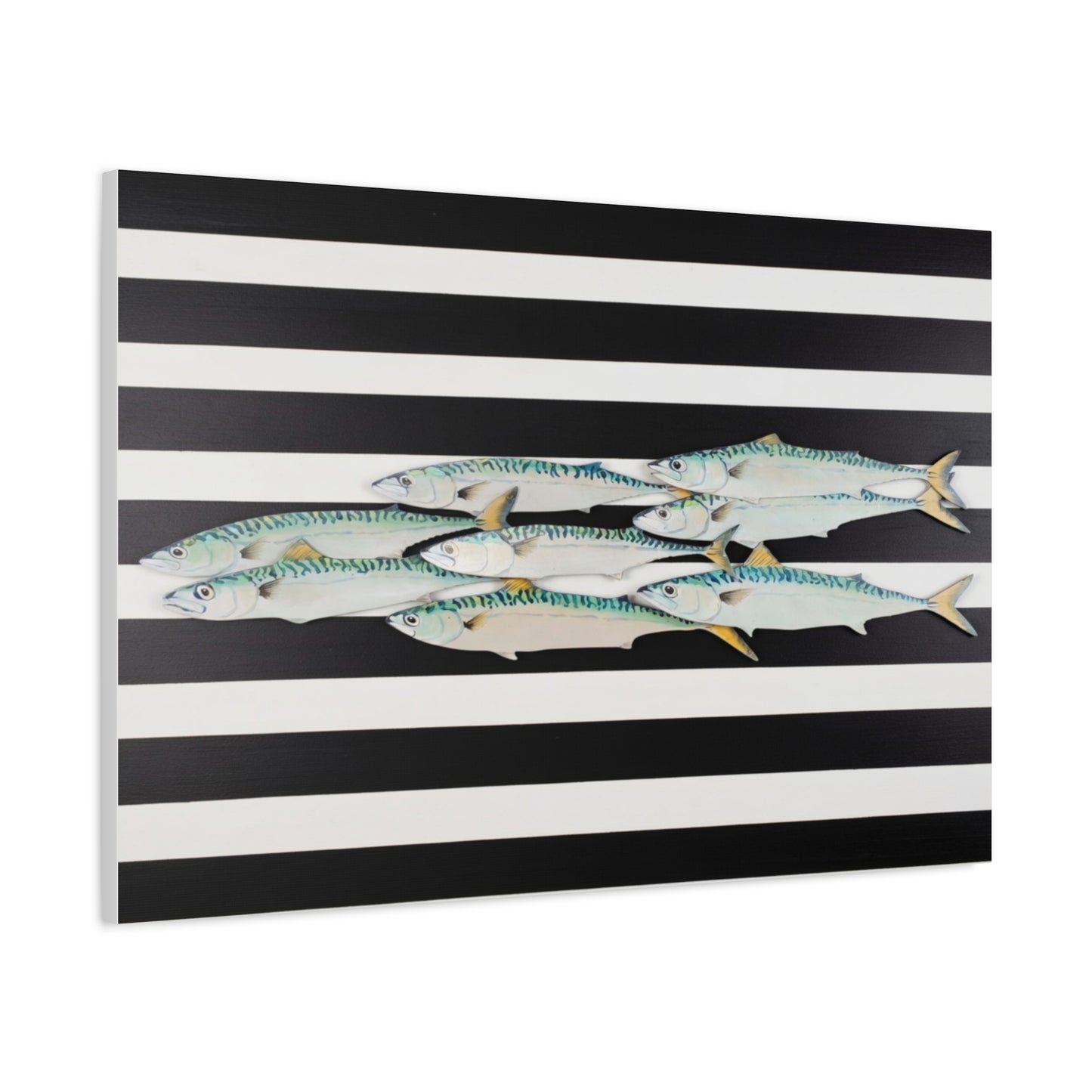 Striped Mackerel School Matte Canvas Print