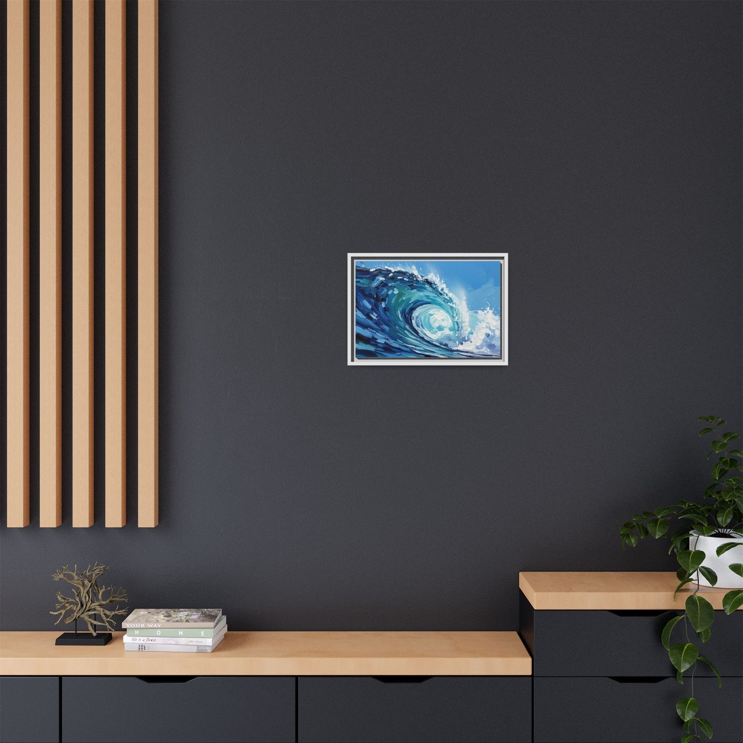 Framed Matte Canvas Wave Art — Blue Ocean Surf Wall Decor