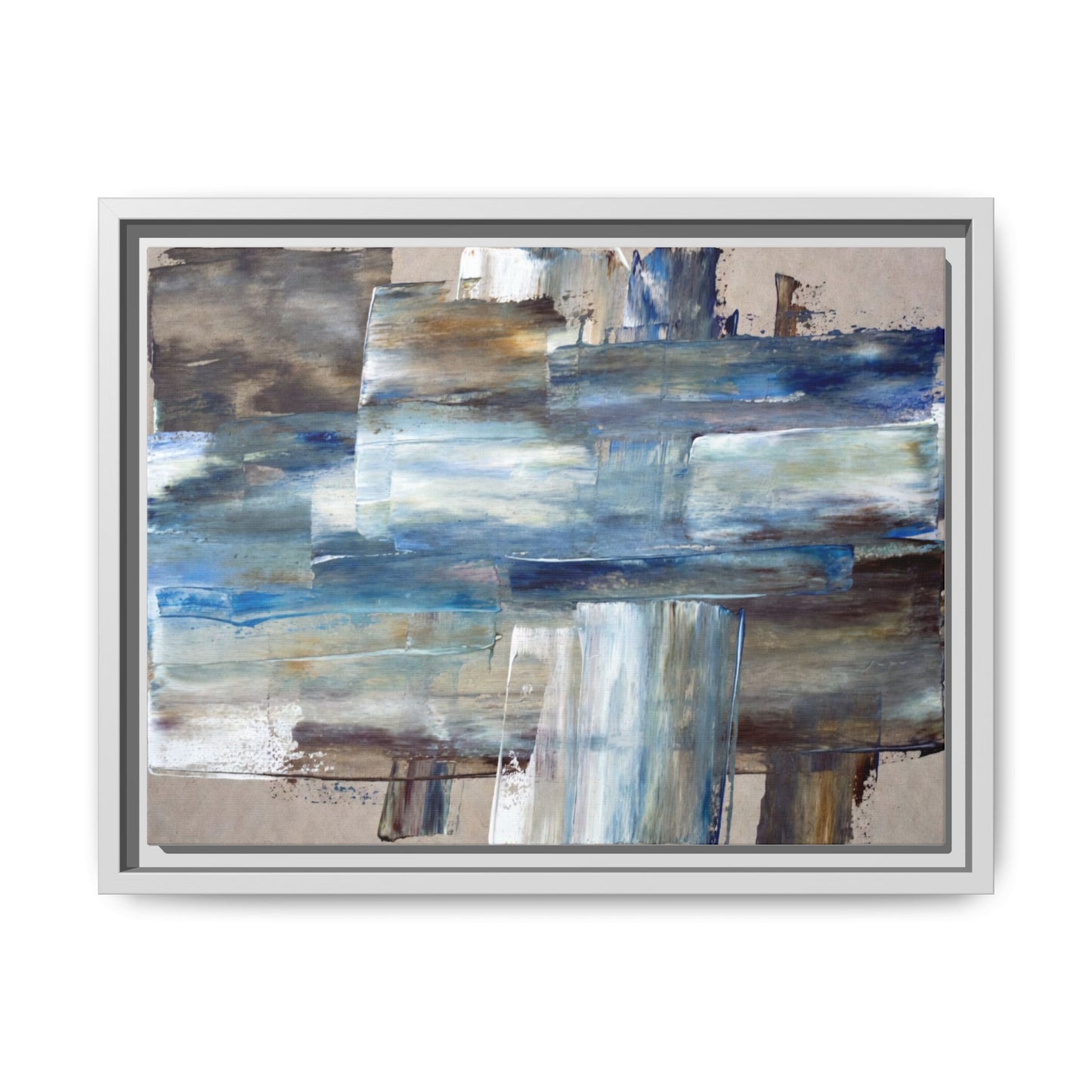Abstract Blue Coastal Matte Canvas Framed Wall Art