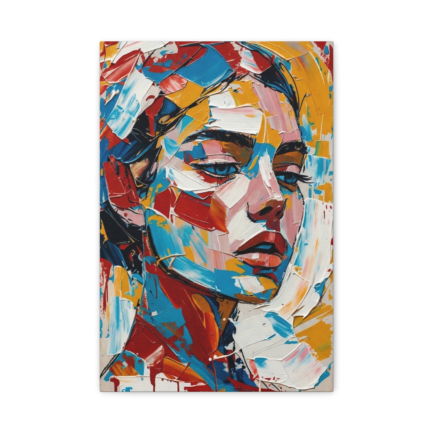 Abstract Colorful Portrait Matte Canvas Print — Modern Stretched Wall Art