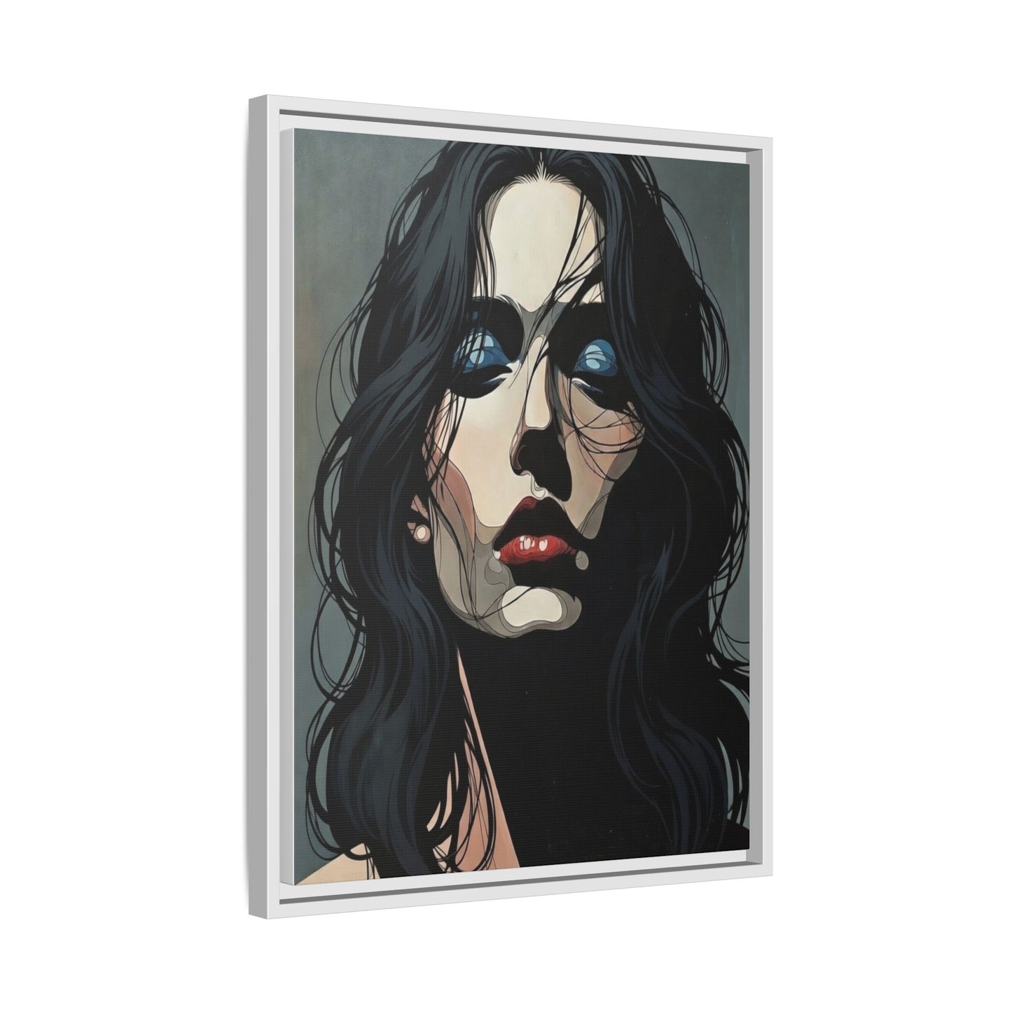 Framed Matte Canvas: Moody Portrait of Woman – Modern Gothic Wall Art